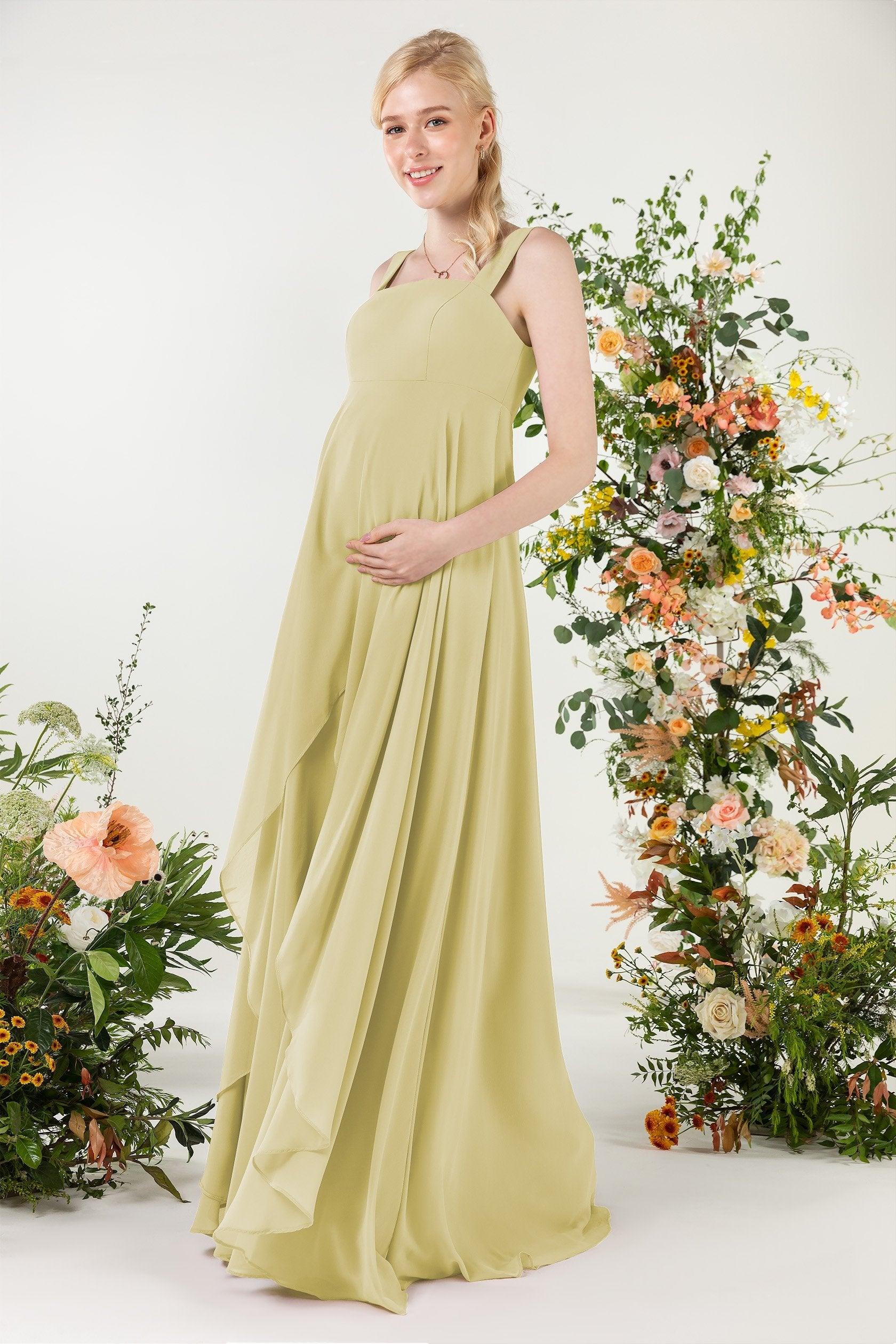 A-Line Sweep-Brush Train Chiffon Bridesmaid Dress CB0473M - COCOMELODY