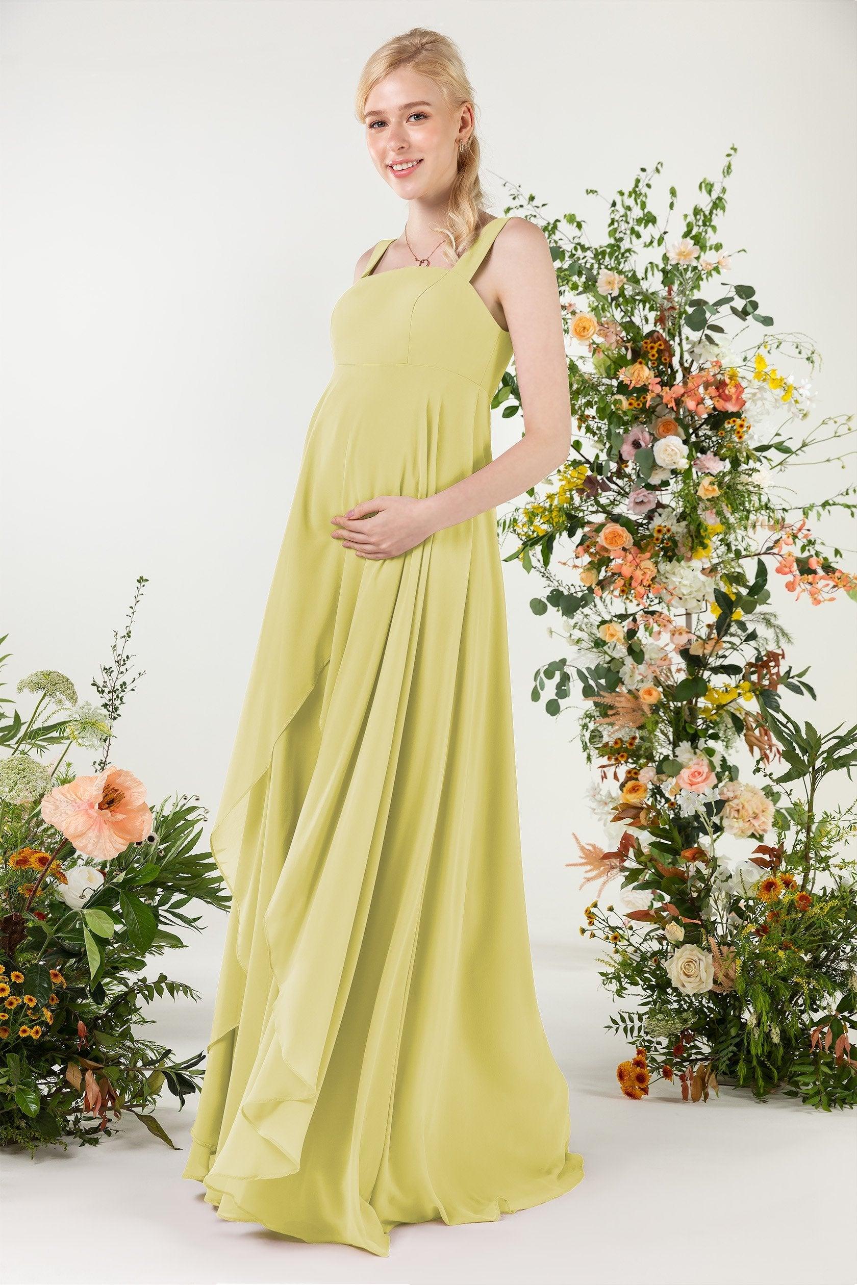 A-Line Sweep-Brush Train Chiffon Bridesmaid Dress CB0473M - COCOMELODY