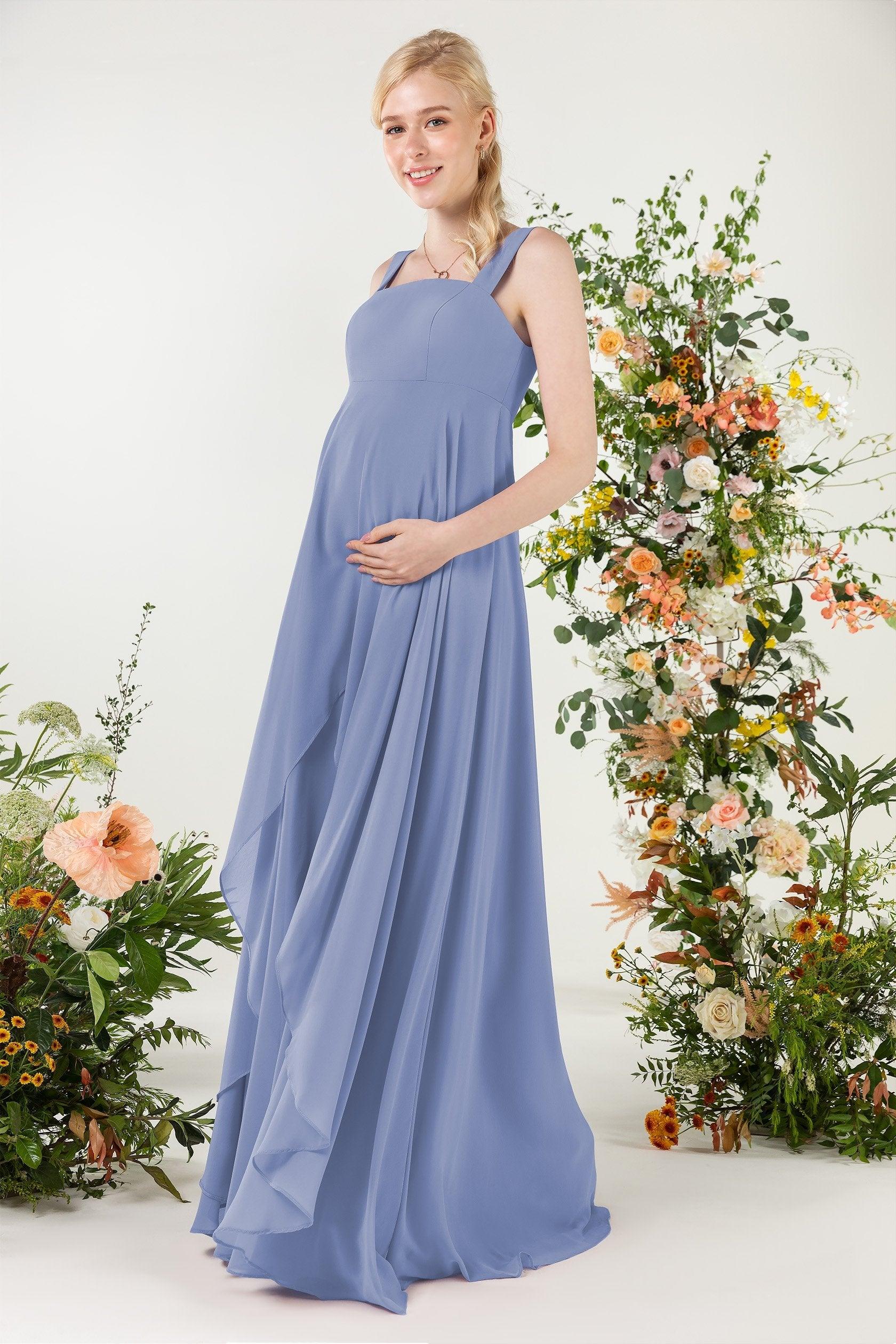 A-Line Sweep-Brush Train Chiffon Bridesmaid Dress CB0473M - COCOMELODY