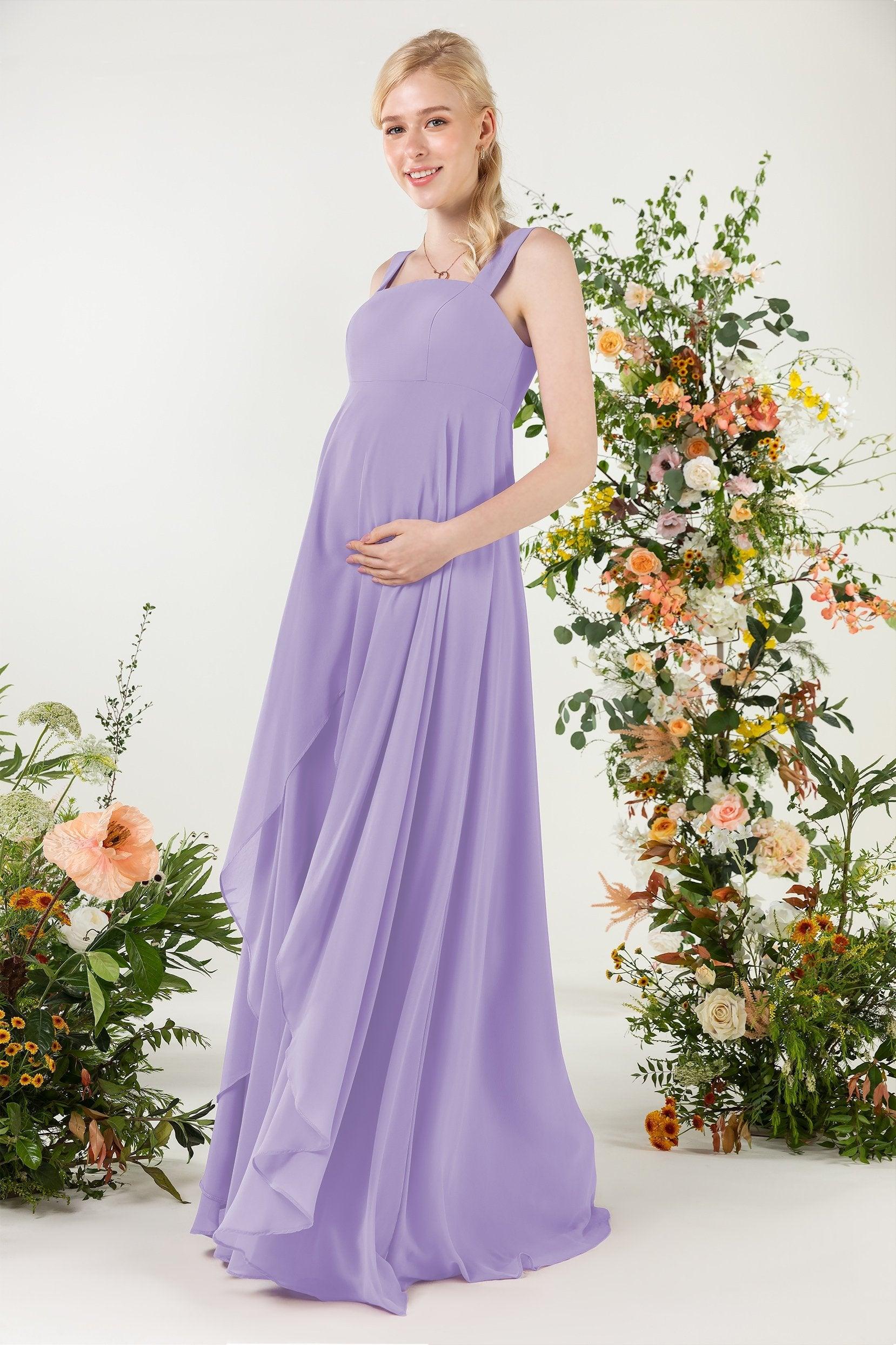 A-Line Sweep-Brush Train Chiffon Bridesmaid Dress CB0473M - COCOMELODY