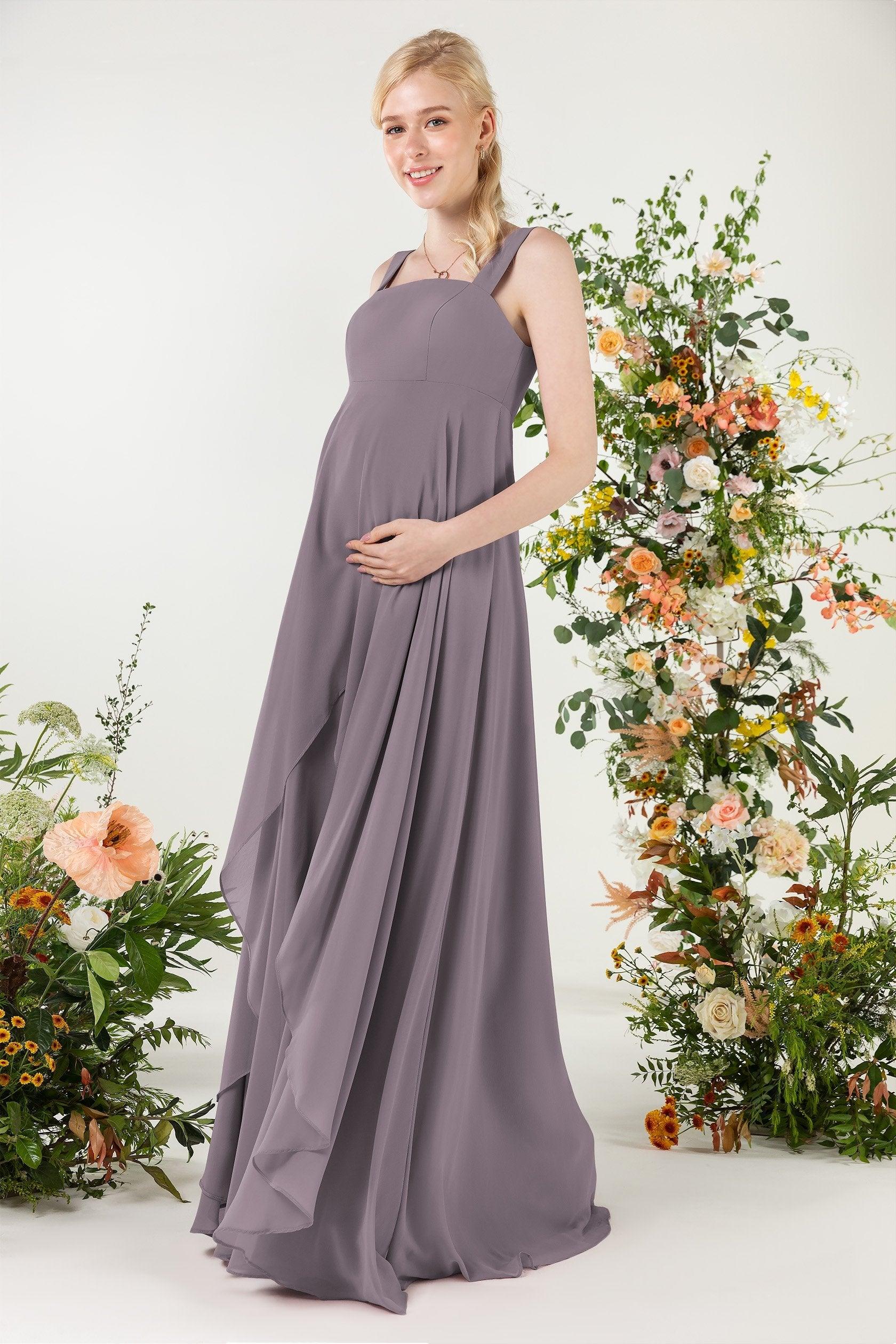 A-Line Sweep-Brush Train Chiffon Bridesmaid Dress CB0473M - COCOMELODY