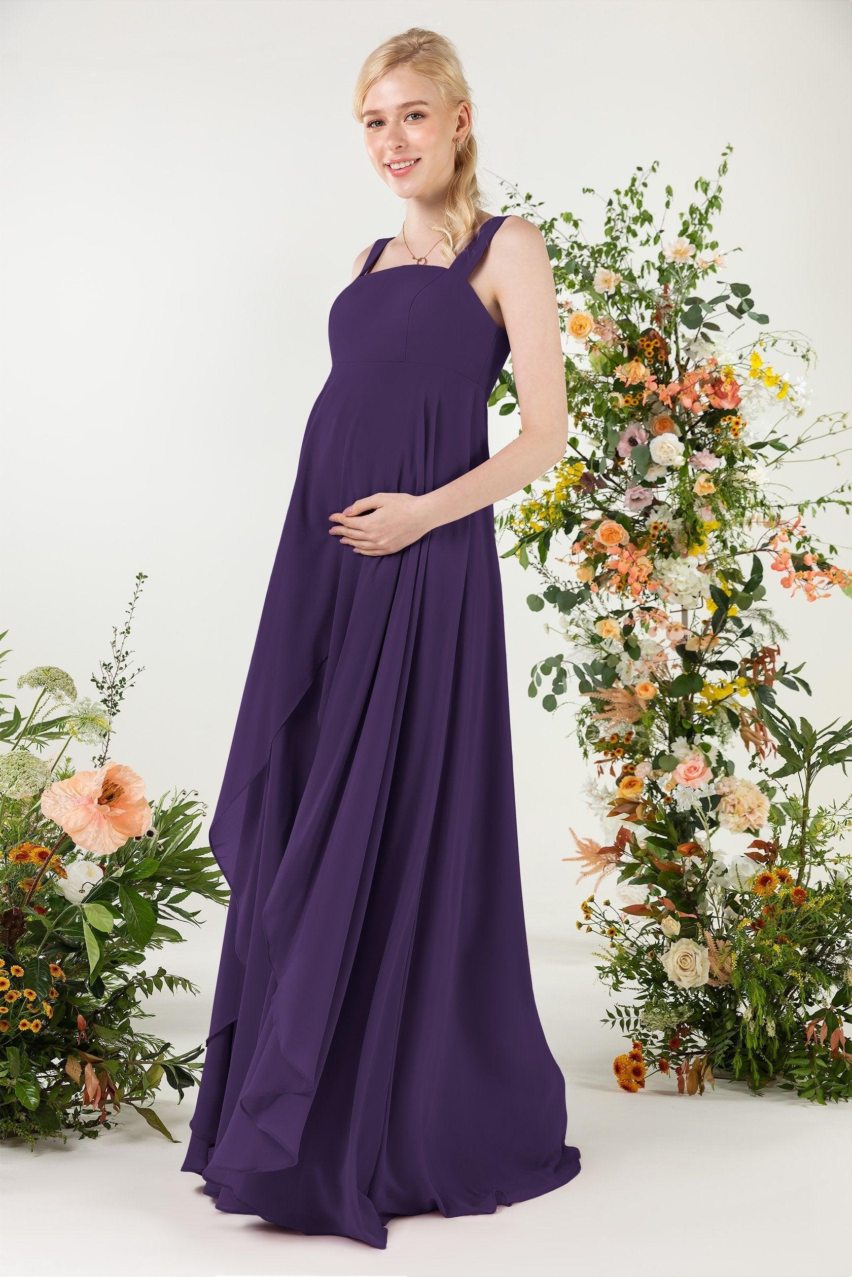 A-Line Sweep-Brush Train Chiffon Bridesmaid Dress CB0473M - COCOMELODY