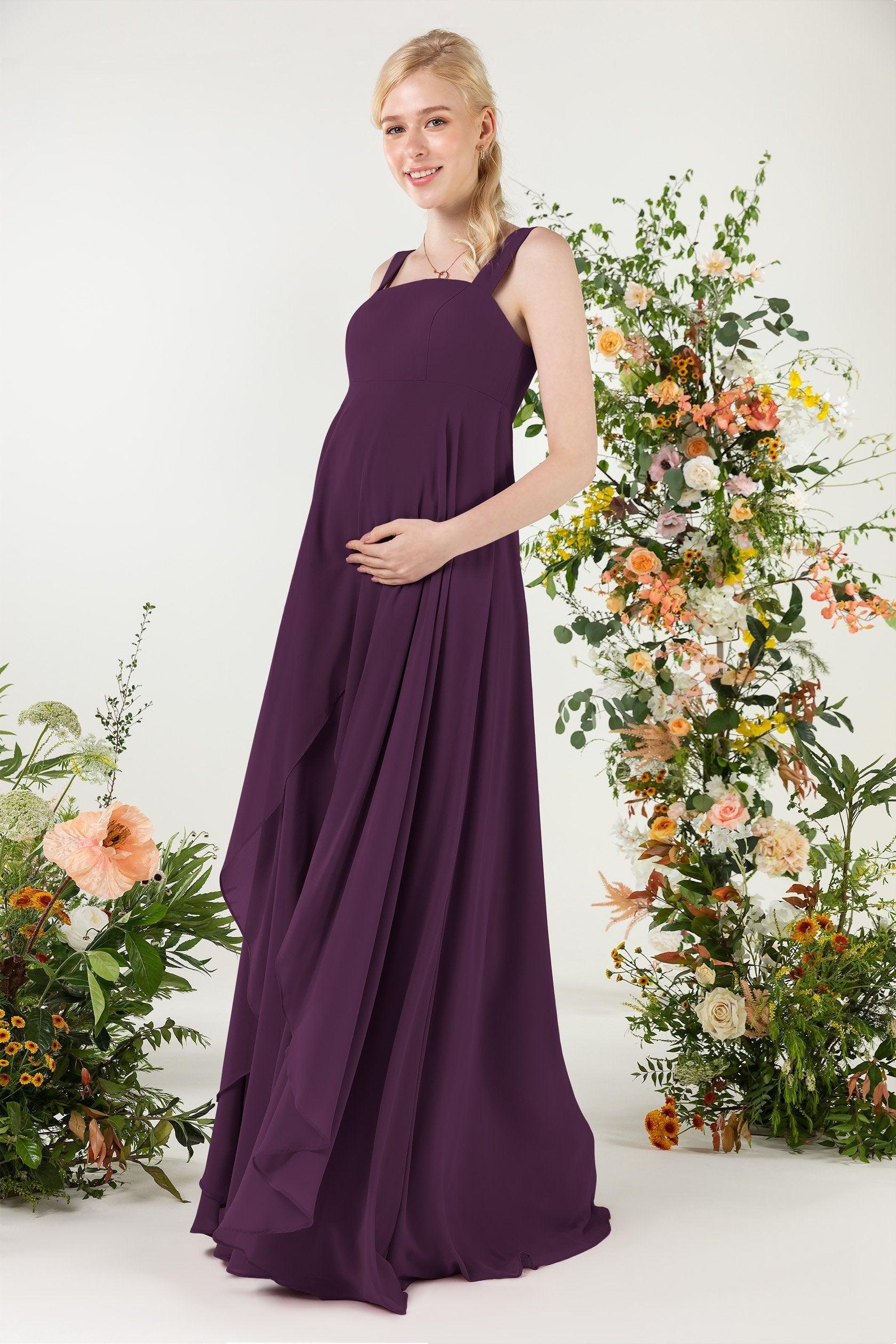 A-Line Sweep-Brush Train Chiffon Bridesmaid Dress CB0473M - COCOMELODY