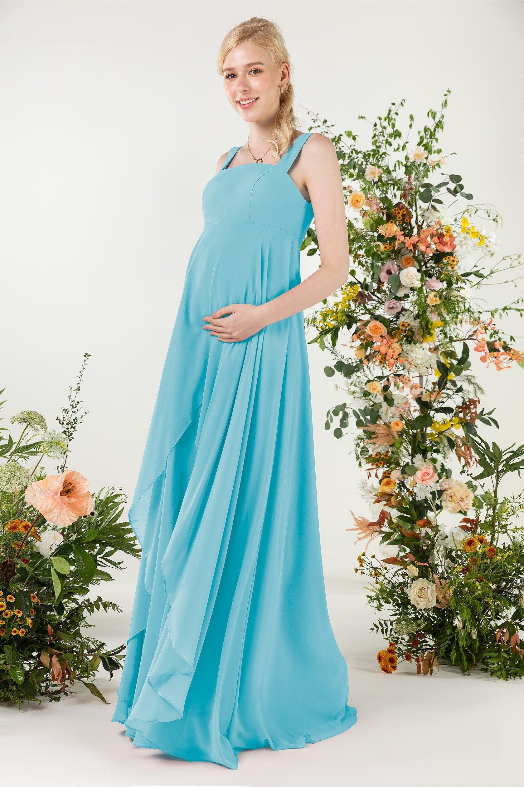 A-Line Sweep-Brush Train Chiffon Bridesmaid Dress CB0473M - COCOMELODY