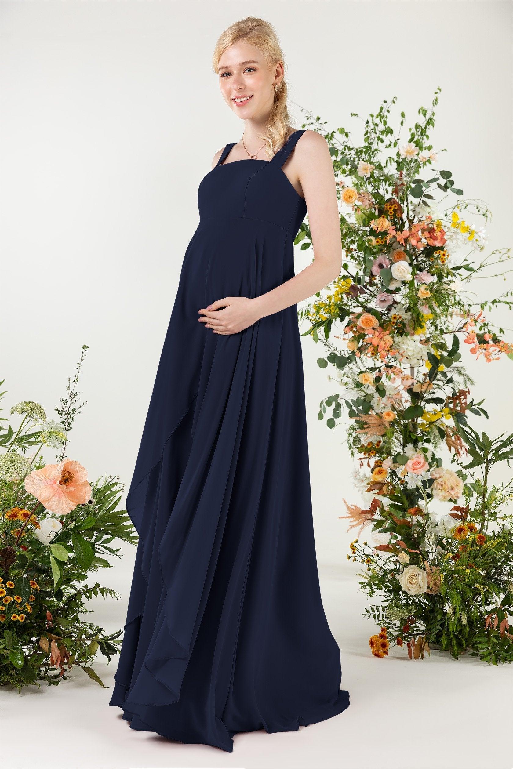 A-Line Sweep-Brush Train Chiffon Bridesmaid Dress CB0473M - COCOMELODY