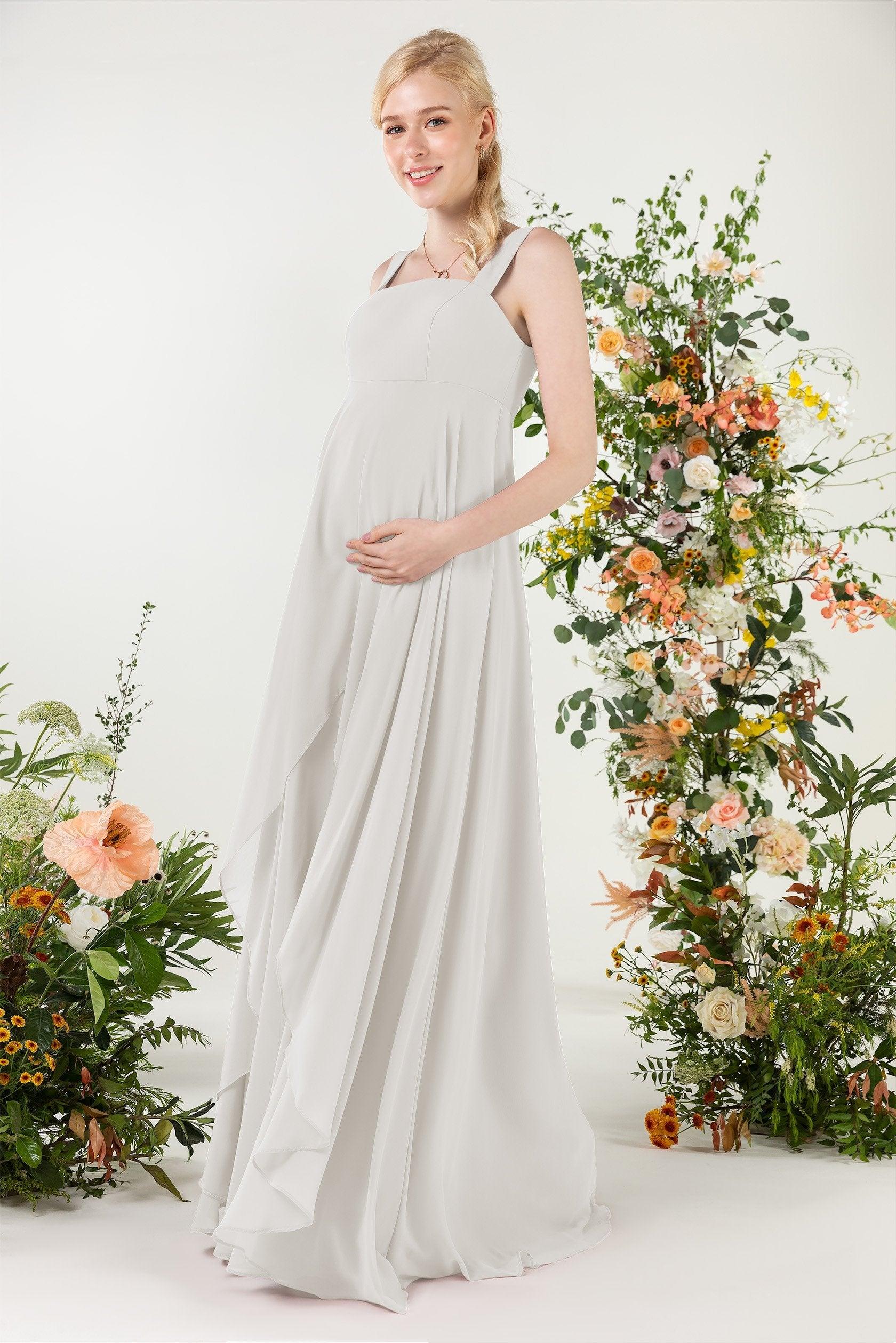 A-Line Sweep-Brush Train Chiffon Bridesmaid Dress CB0473M - COCOMELODY