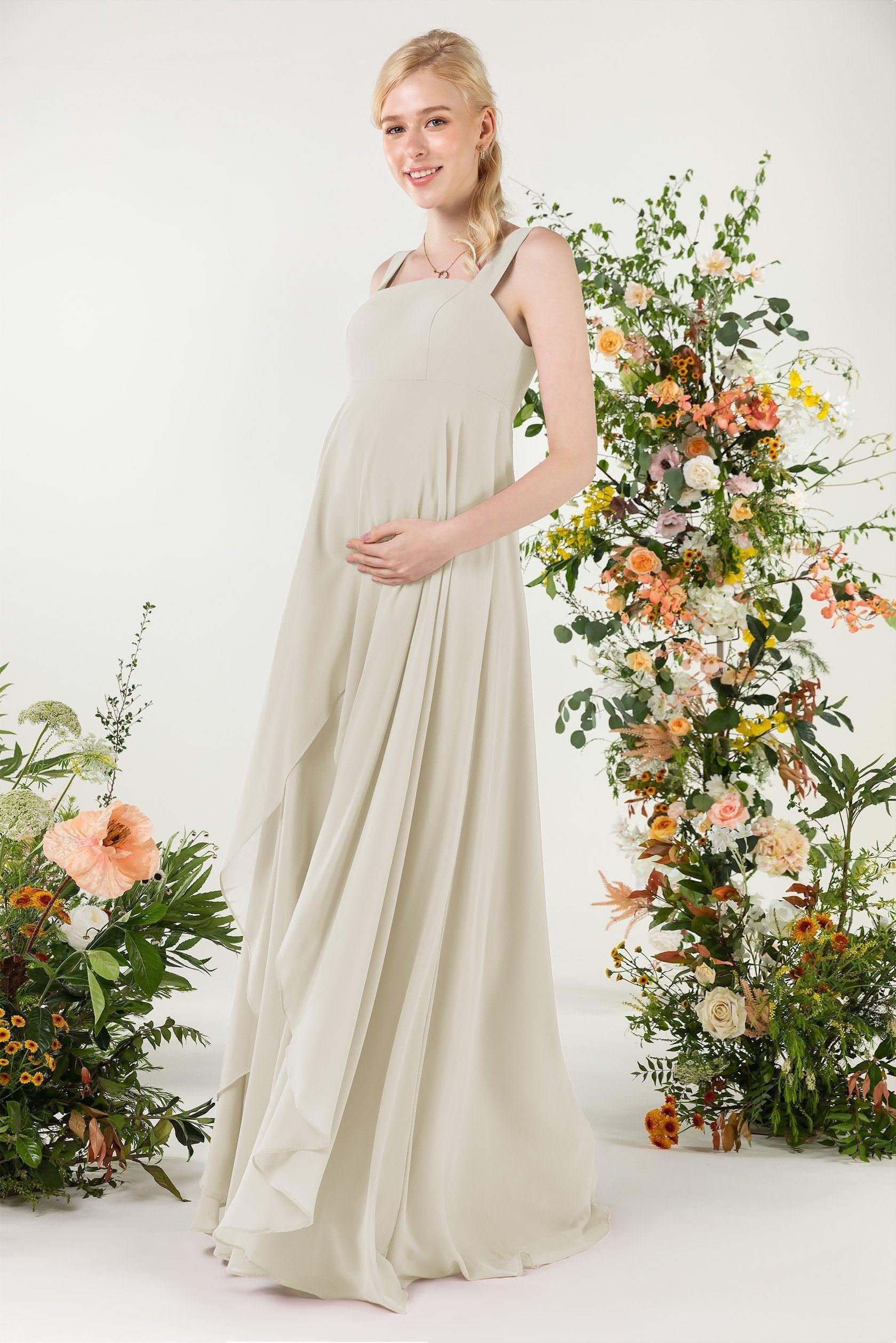 A-Line Sweep-Brush Train Chiffon Bridesmaid Dress CB0473M - COCOMELODY