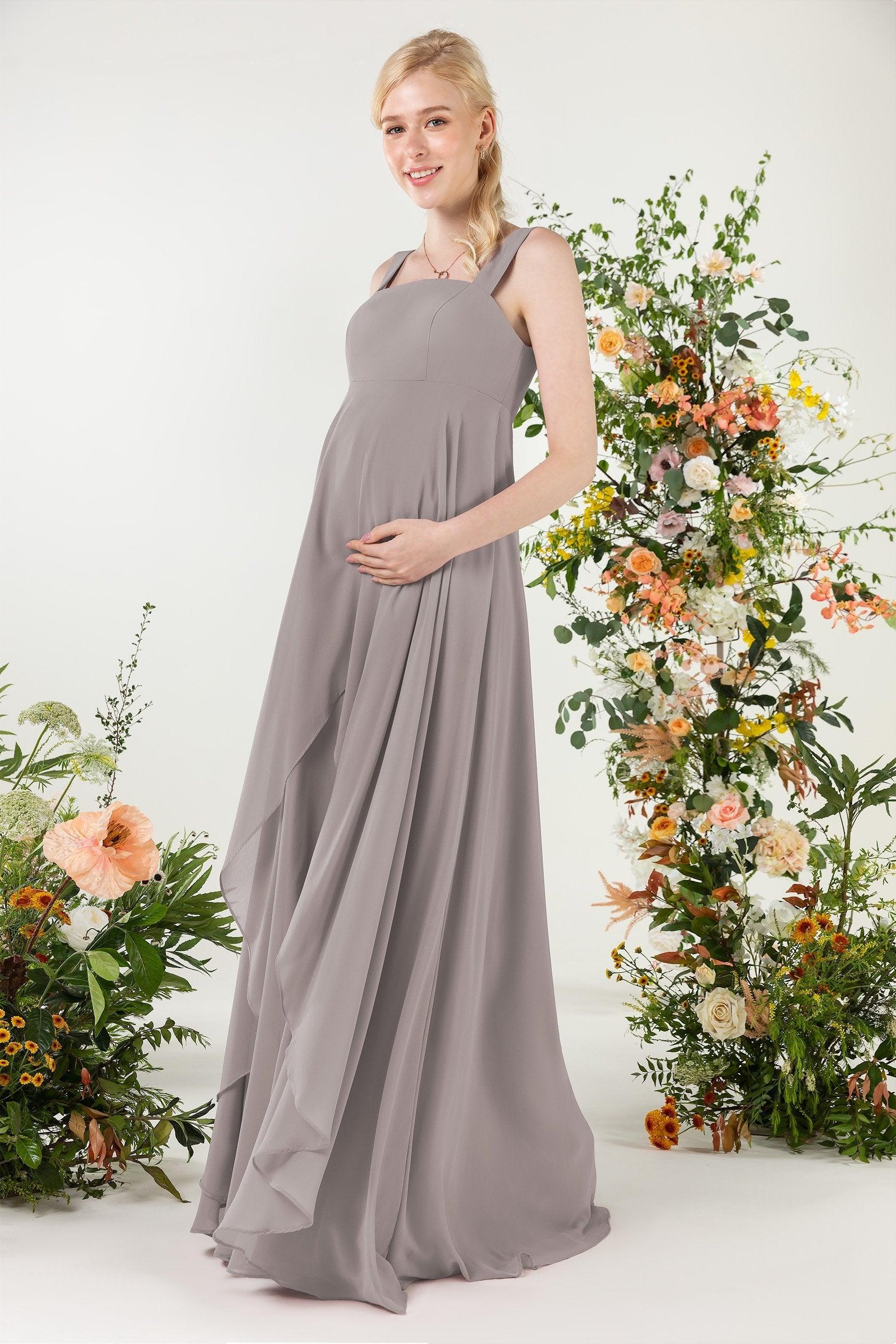 A-Line Sweep-Brush Train Chiffon Bridesmaid Dress CB0473M - COCOMELODY