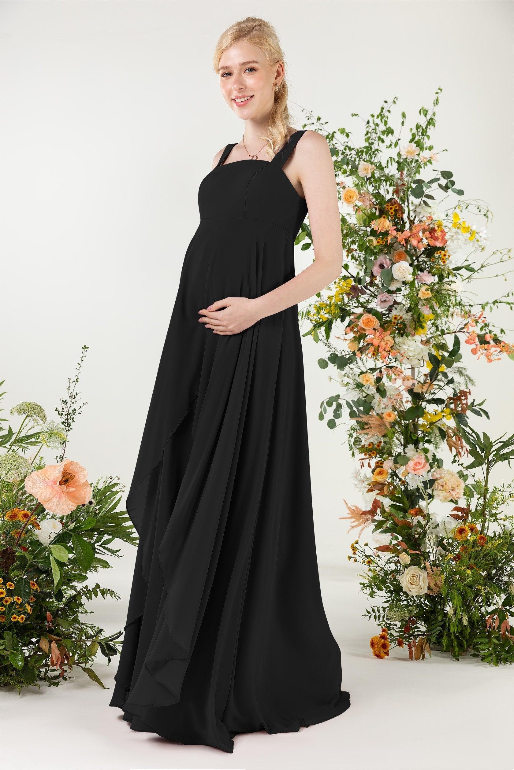 A-Line Sweep-Brush Train Chiffon Bridesmaid Dress CB0473M - COCOMELODY