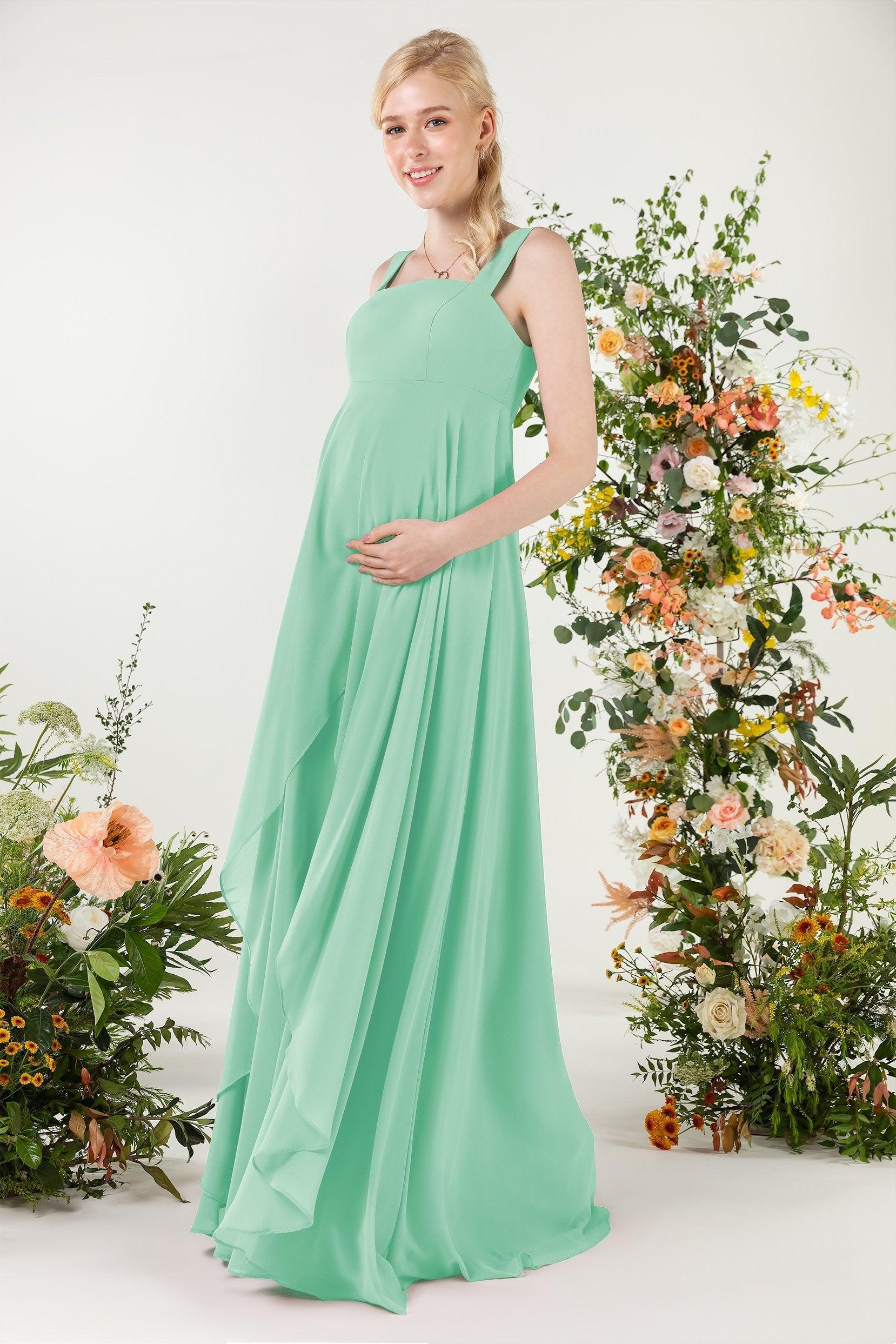 A-Line Sweep-Brush Train Chiffon Bridesmaid Dress CB0473M - COCOMELODY