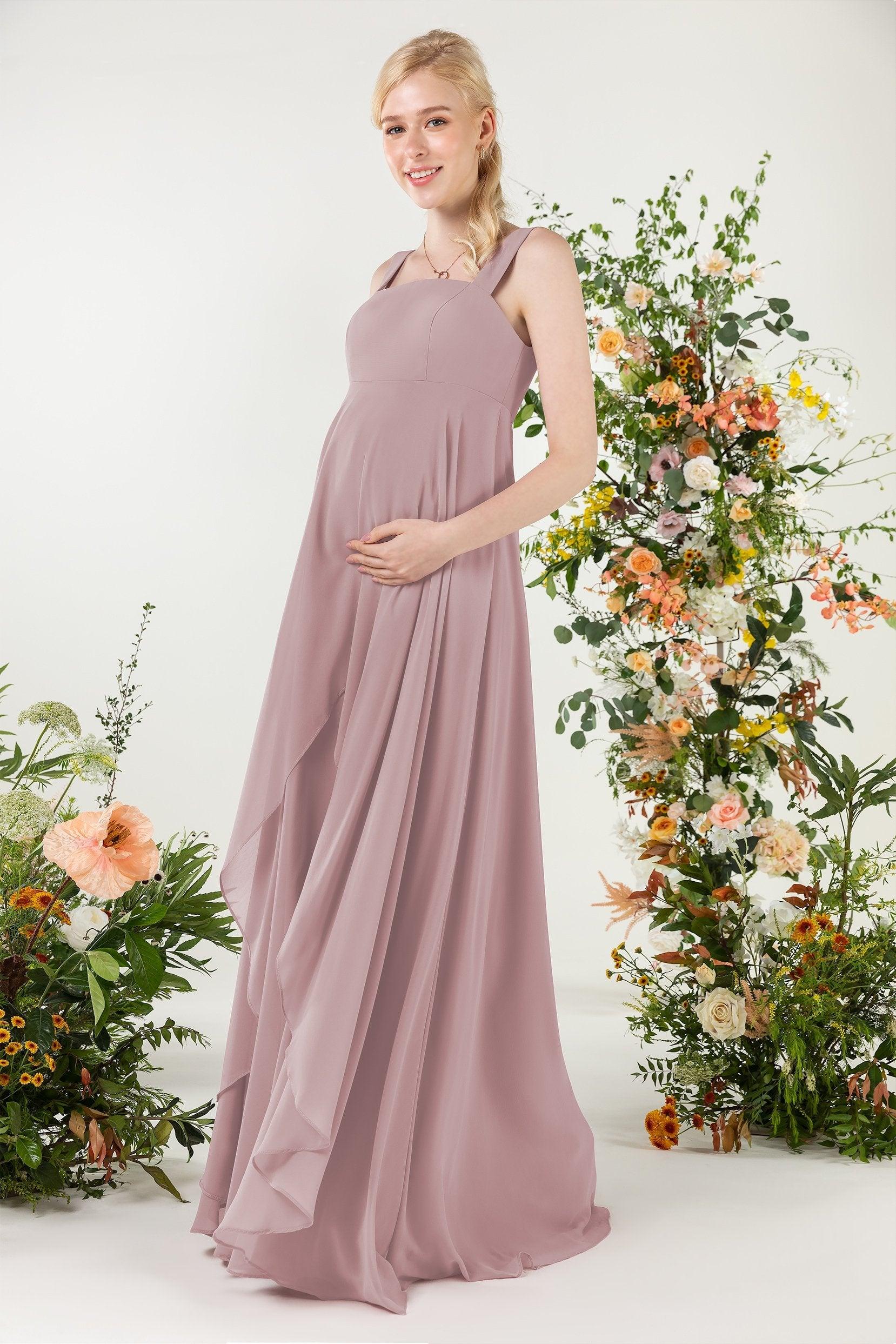 A-Line Sweep-Brush Train Chiffon Bridesmaid Dress CB0473M - COCOMELODY