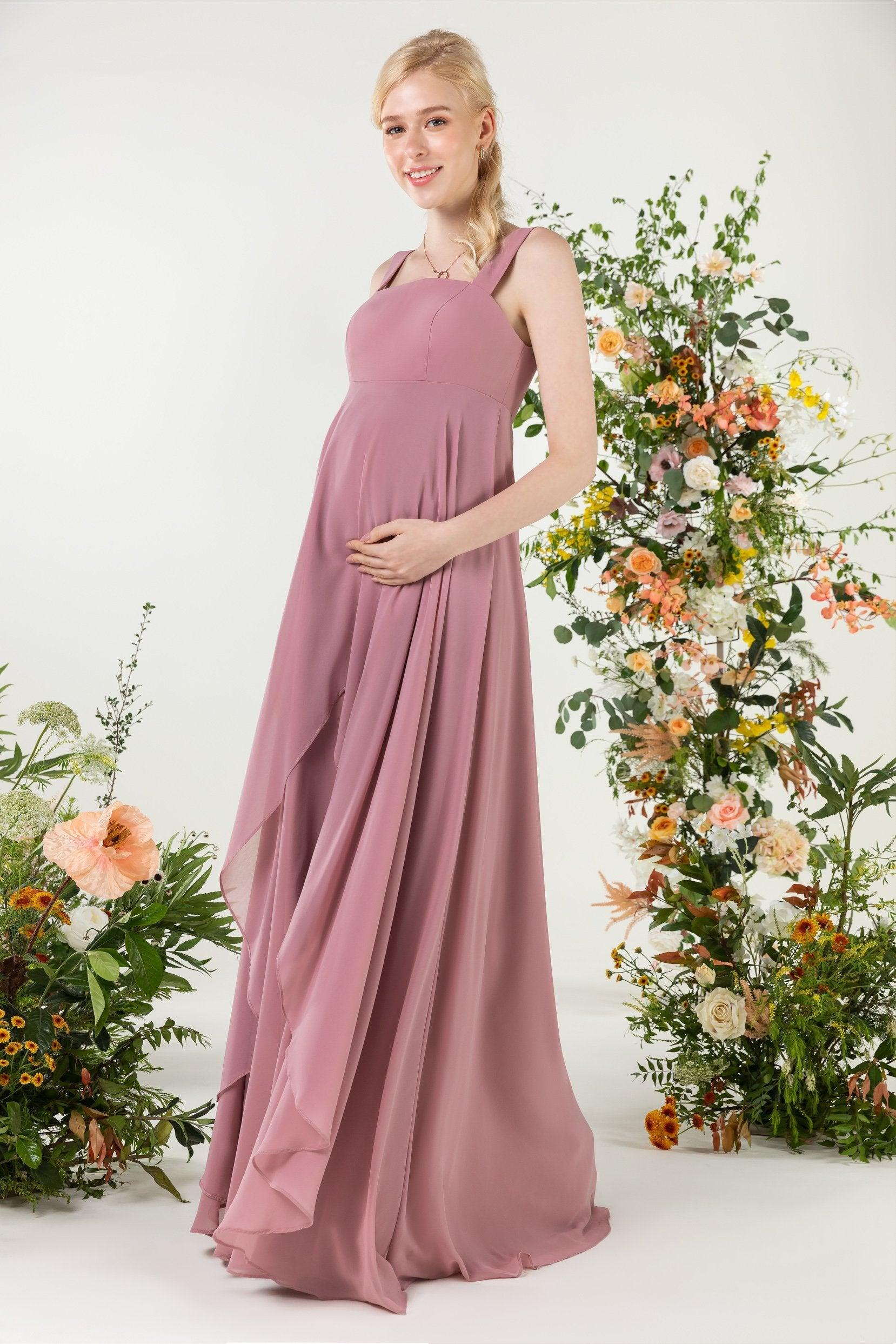 A-Line Sweep-Brush Train Chiffon Bridesmaid Dress CB0473M - COCOMELODY