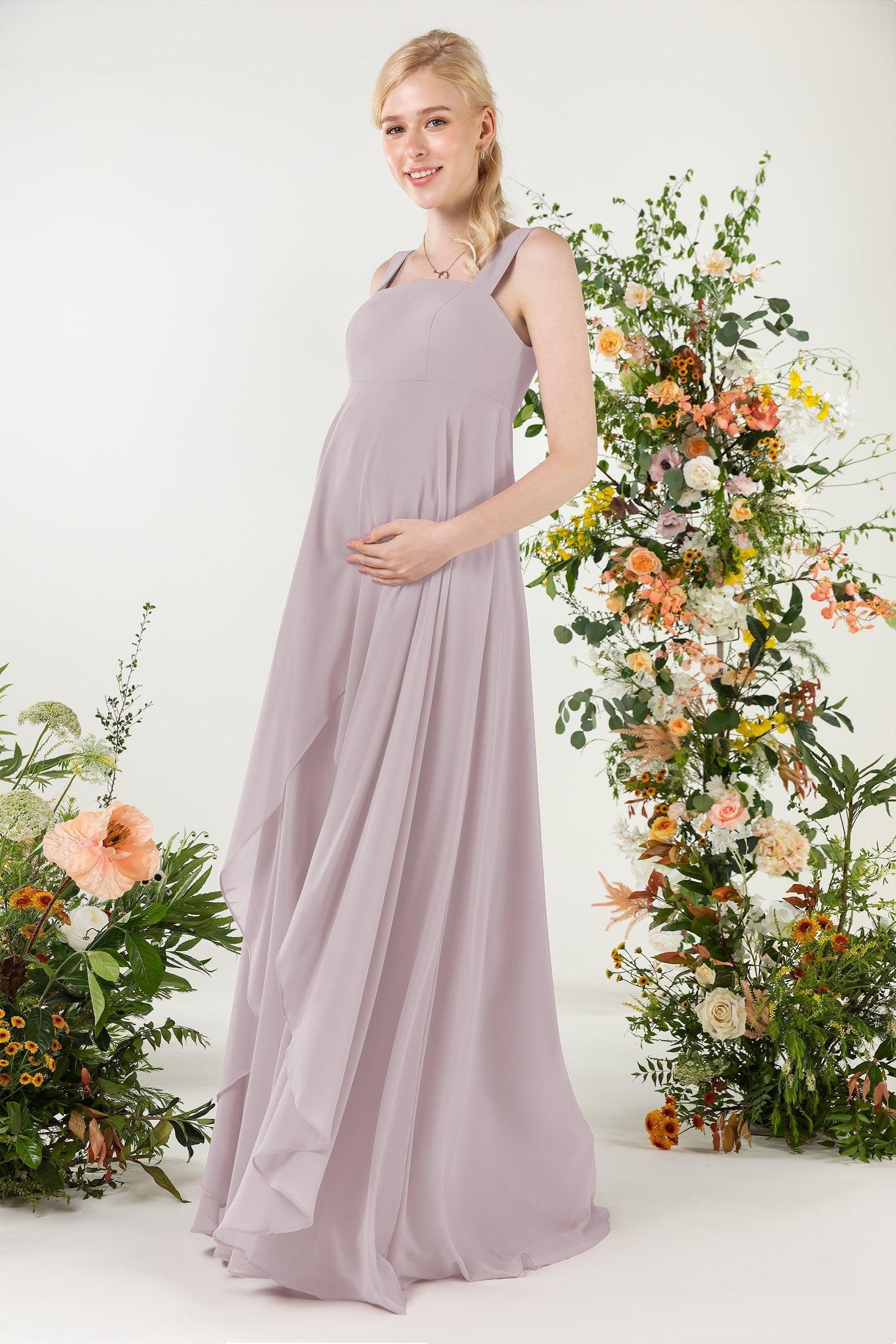 A-Line Sweep-Brush Train Chiffon Bridesmaid Dress CB0473M - COCOMELODY