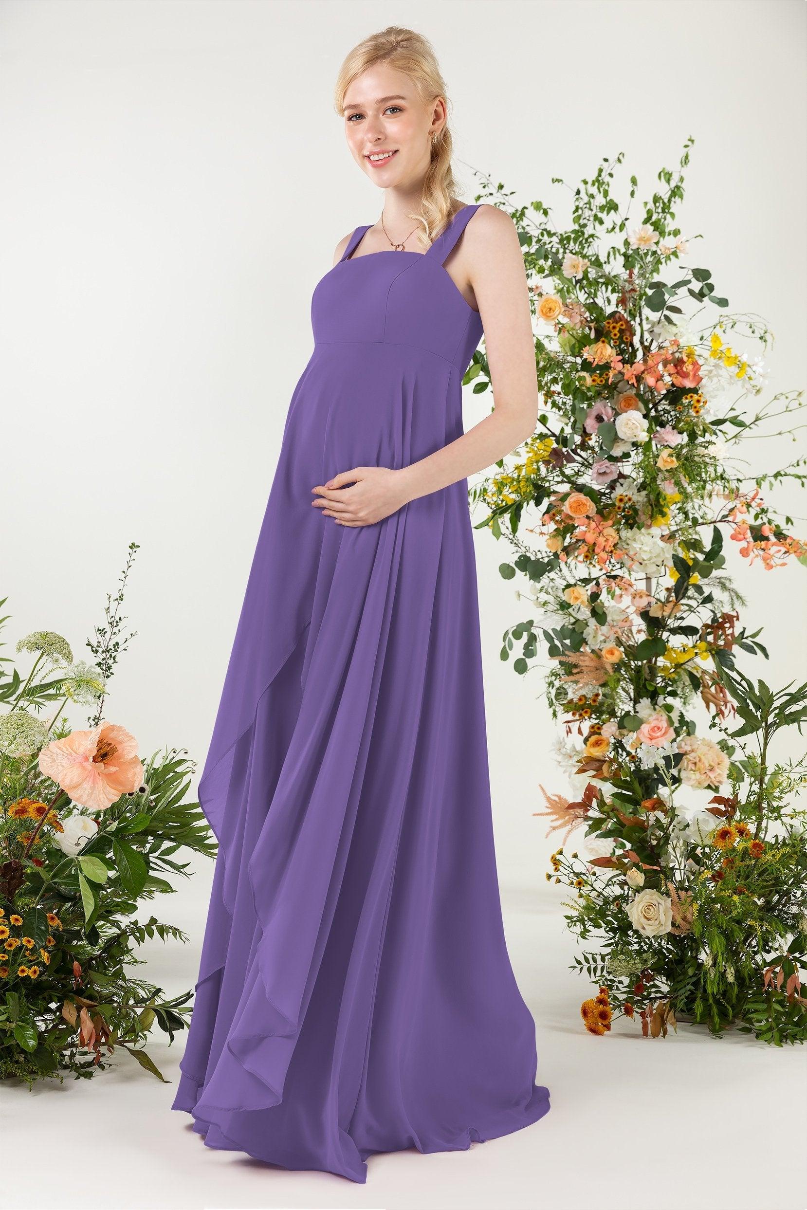 A-Line Sweep-Brush Train Chiffon Bridesmaid Dress CB0473M - COCOMELODY