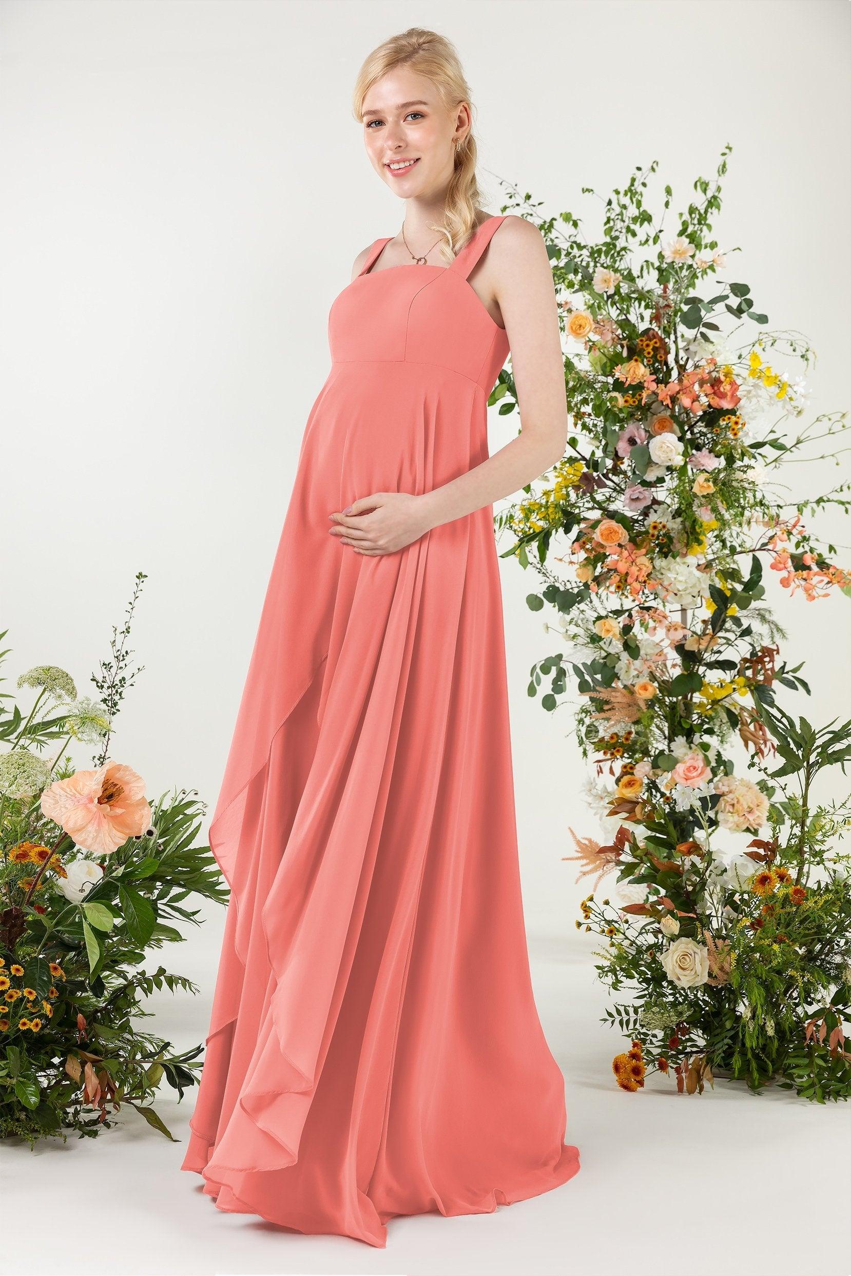 A-Line Sweep-Brush Train Chiffon Bridesmaid Dress CB0473M - COCOMELODY
