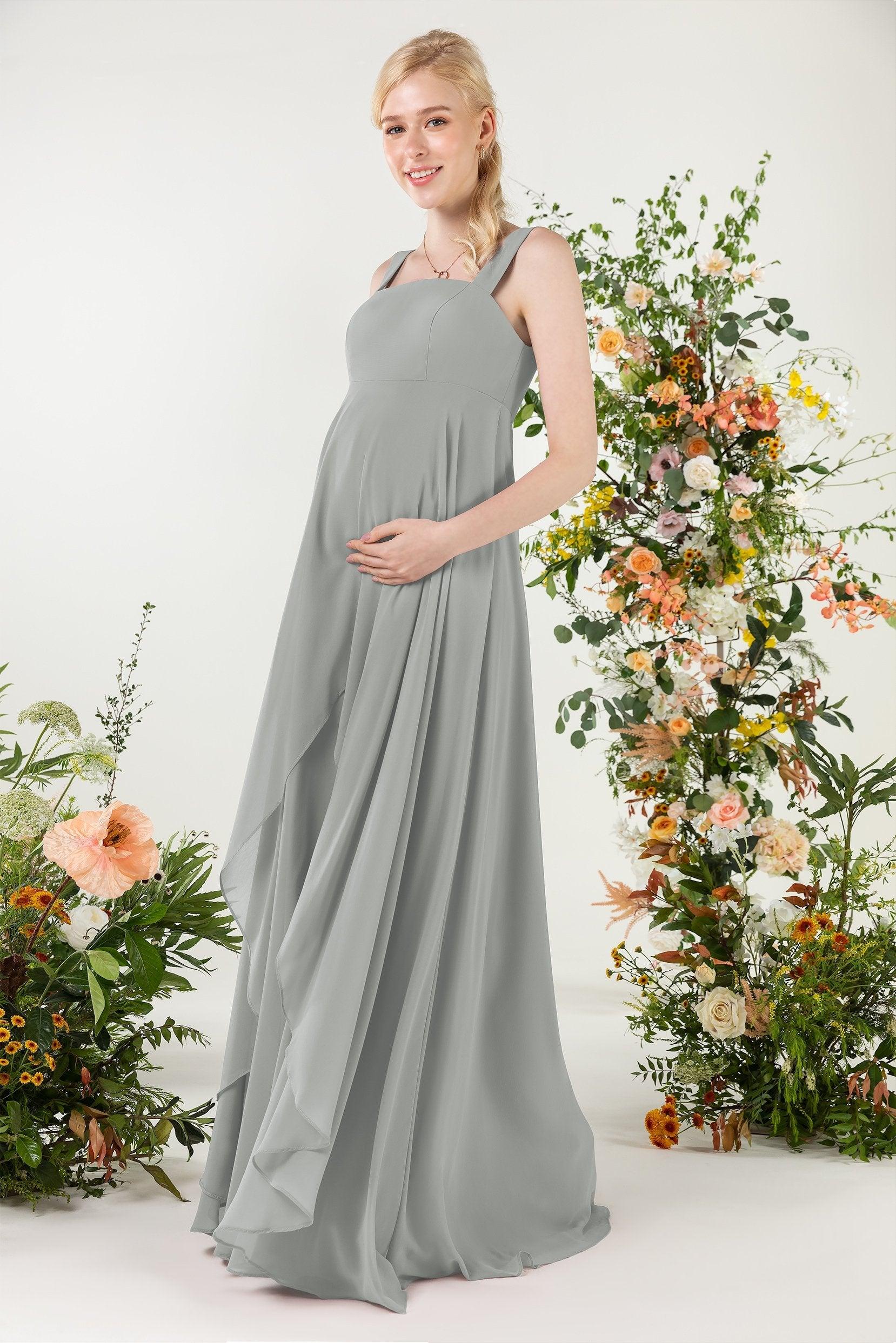 A-Line Sweep-Brush Train Chiffon Bridesmaid Dress CB0473M - COCOMELODY