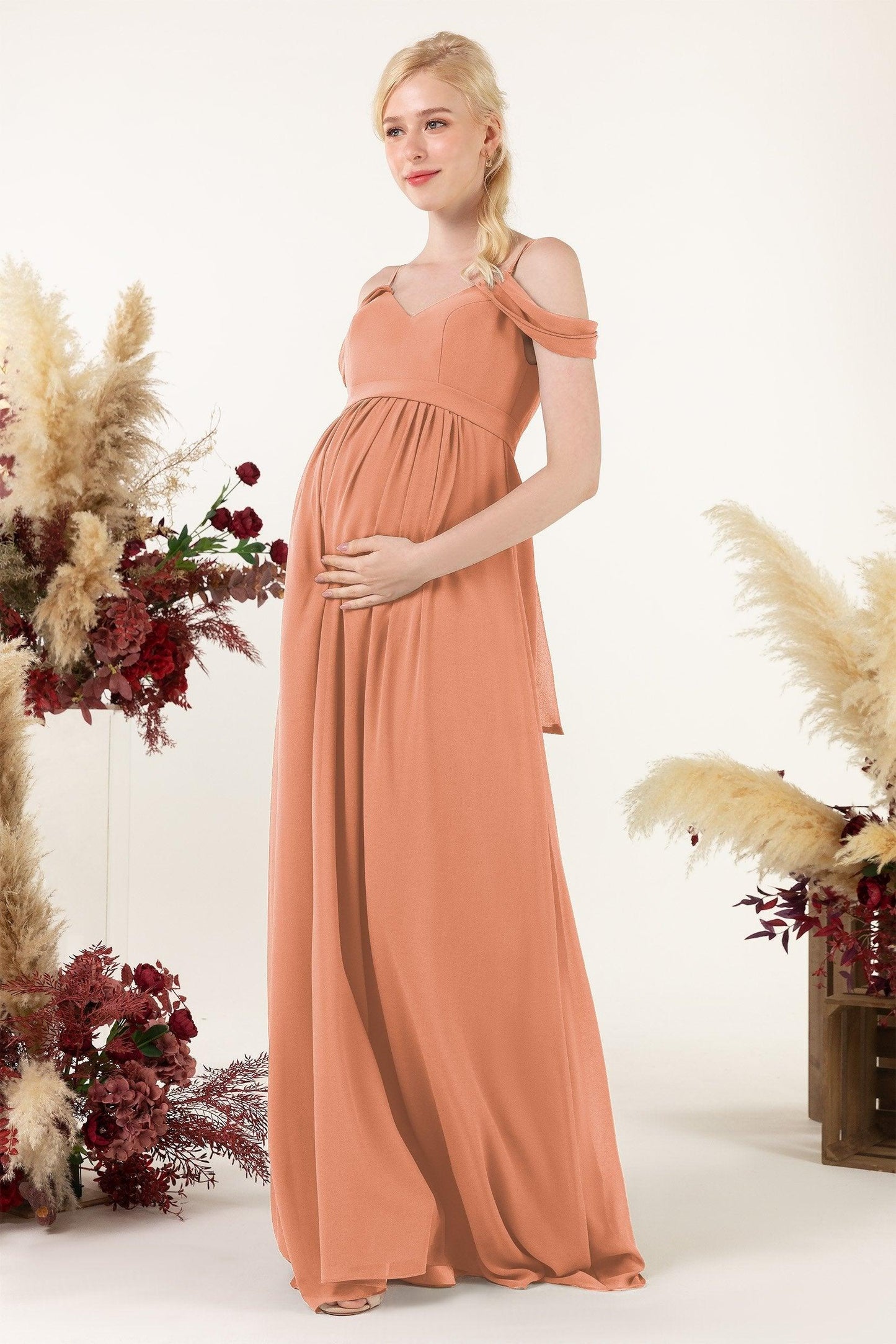 A-Line Floor Length Chiffon Bridesmaid Dress CB0476M - COCOMELODY
