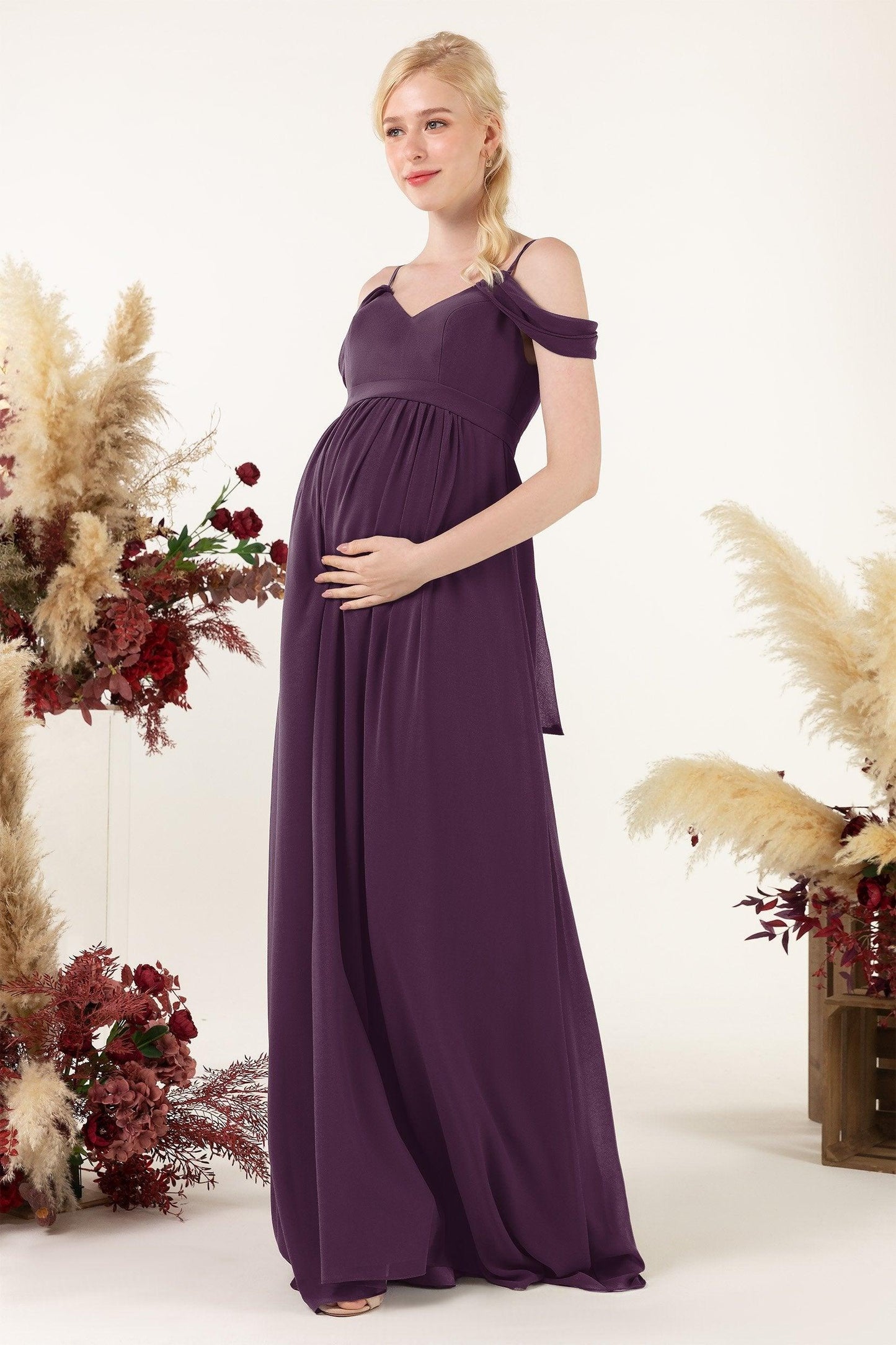A-Line Floor Length Chiffon Bridesmaid Dress CB0476M - COCOMELODY