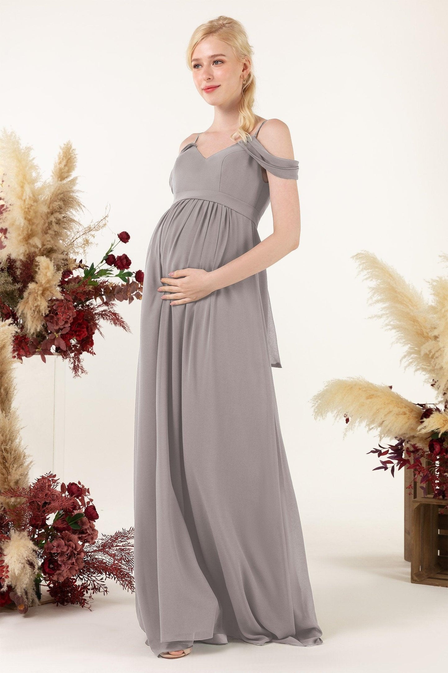 A-Line Floor Length Chiffon Bridesmaid Dress CB0476M - COCOMELODY