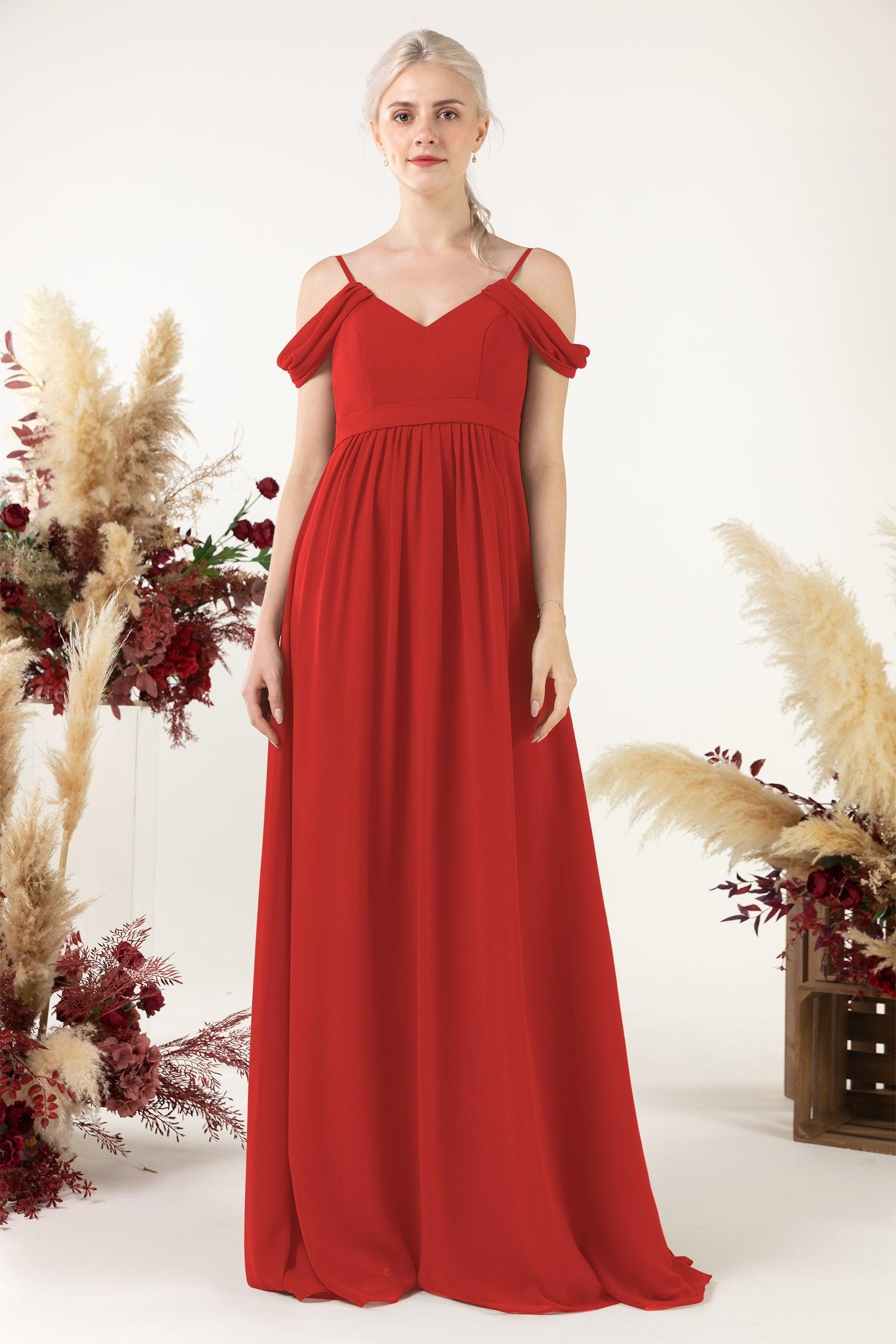 A-Line Floor Length Chiffon Bridesmaid Dress CB0476 - COCOMELODY