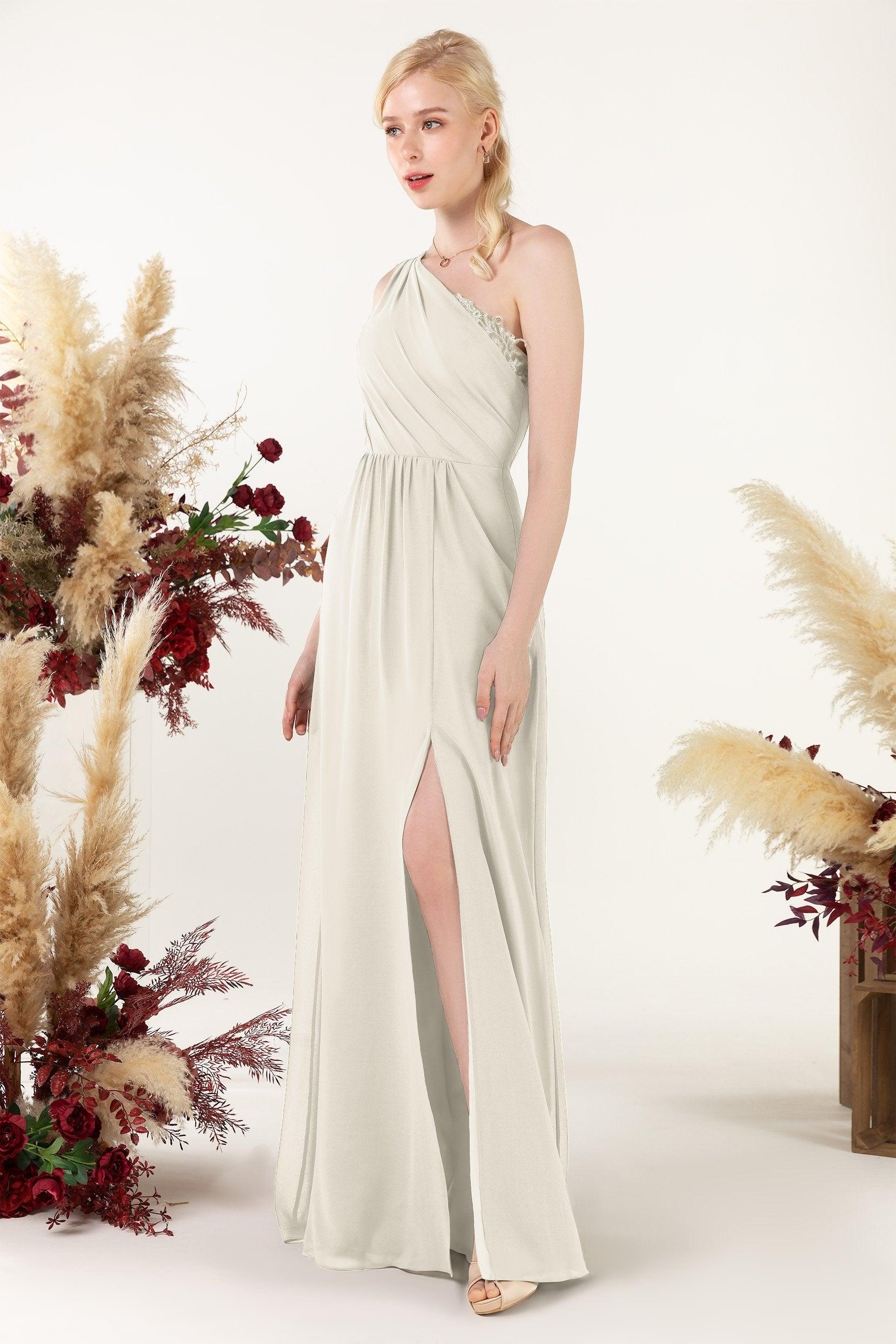 A-Line Floor Length Chiffon Bridesmaid Dress CB0477 - COCOMELODY