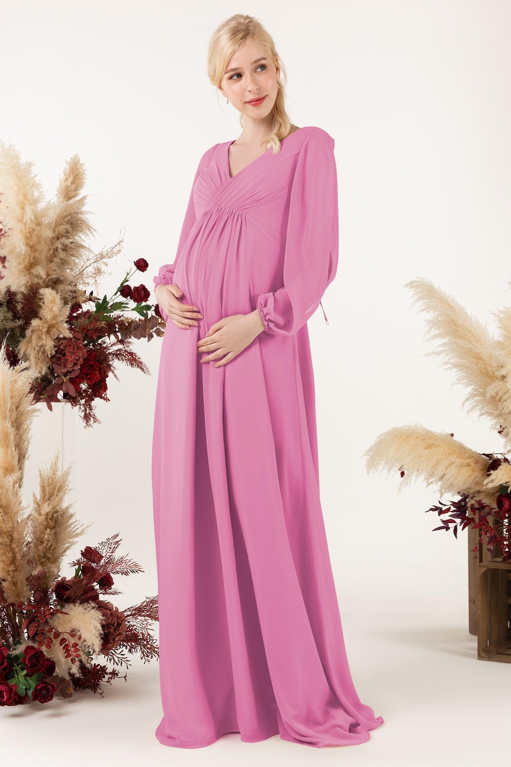 A-Line Sweep-Brush Train Chiffon Bridesmaid Dress CB0479M - COCOMELODY