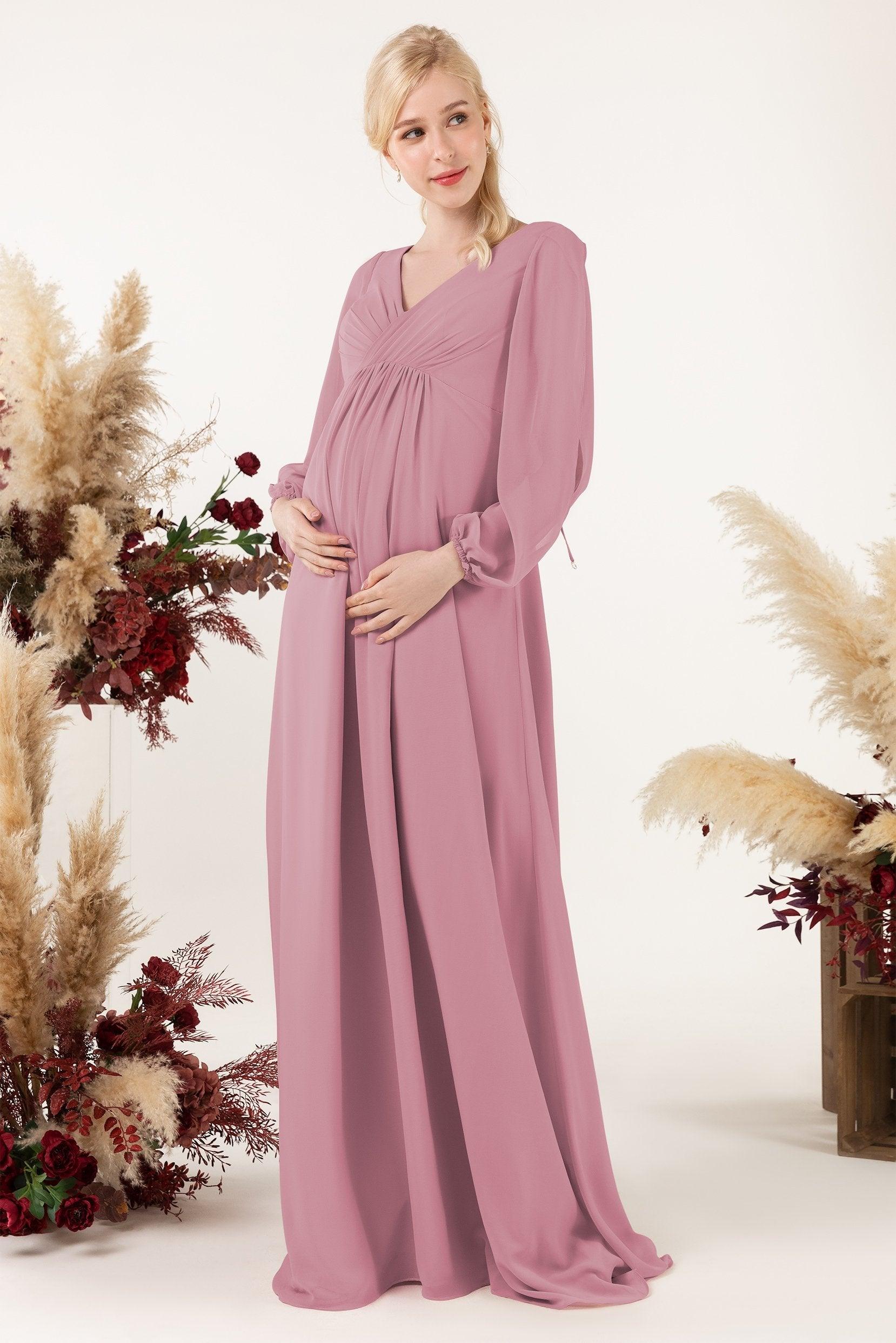 A-Line Sweep-Brush Train Chiffon Bridesmaid Dress CB0479M - COCOMELODY