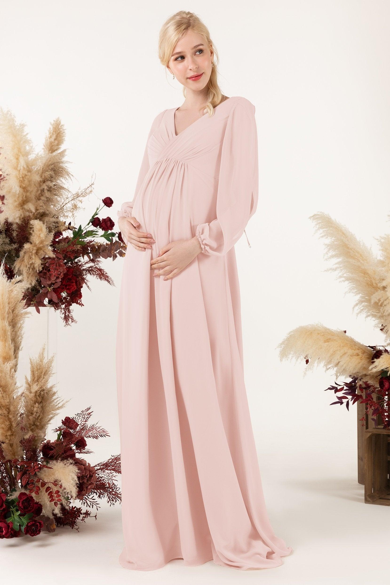 A-Line Sweep-Brush Train Chiffon Bridesmaid Dress CB0479M - COCOMELODY