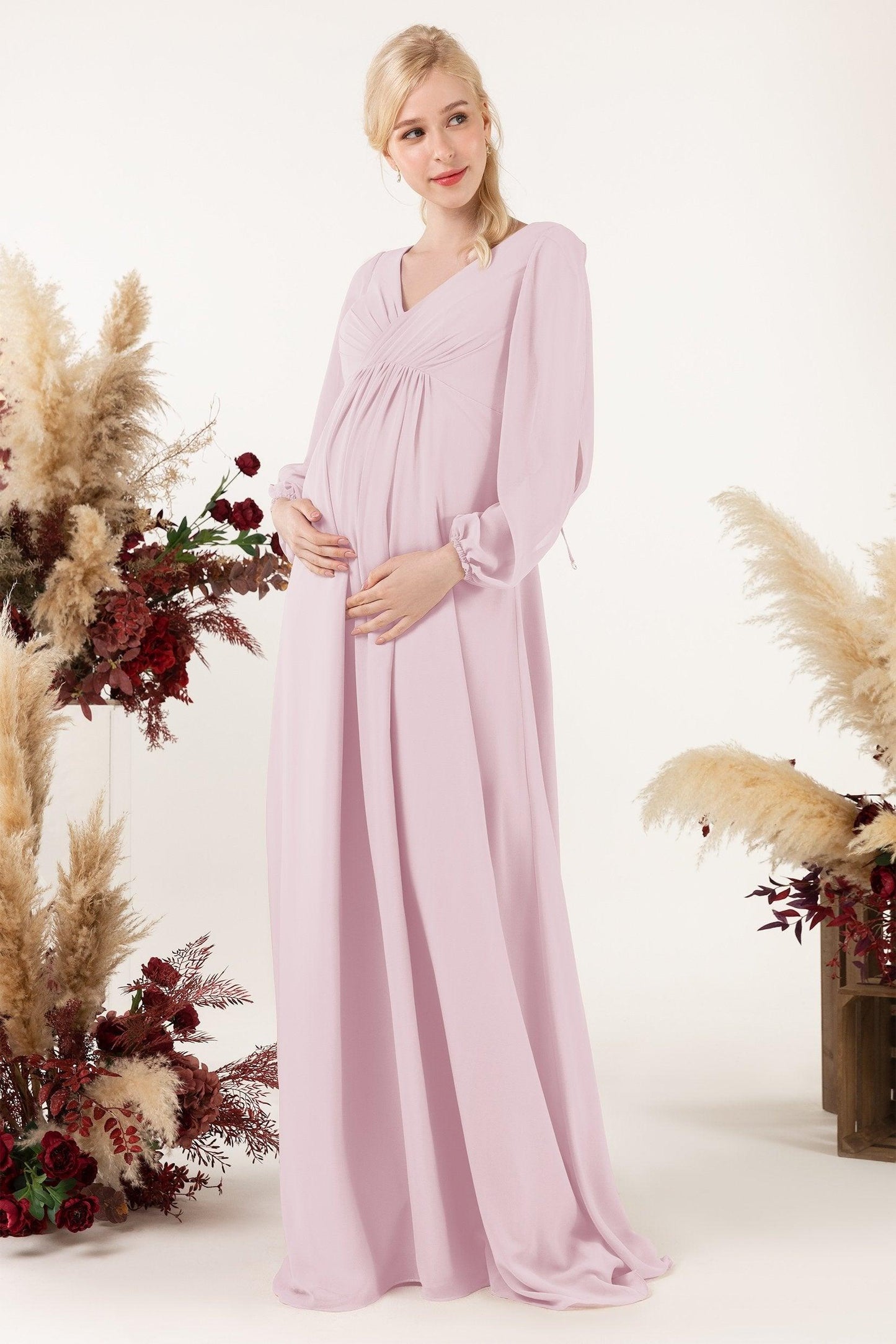 A-Line Sweep-Brush Train Chiffon Bridesmaid Dress CB0479M - COCOMELODY