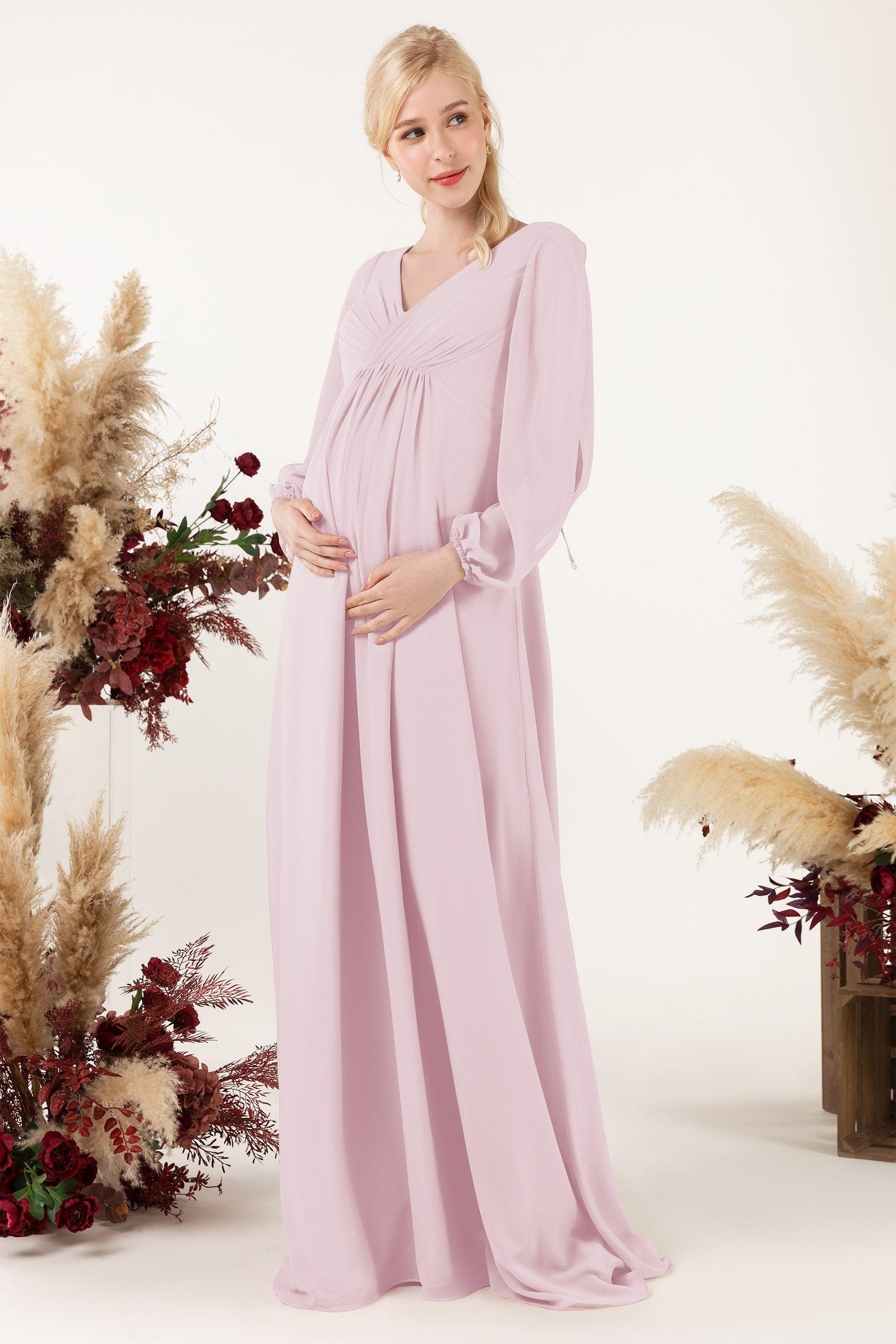 A-Line Sweep-Brush Train Chiffon Bridesmaid Dress CB0479M - COCOMELODY