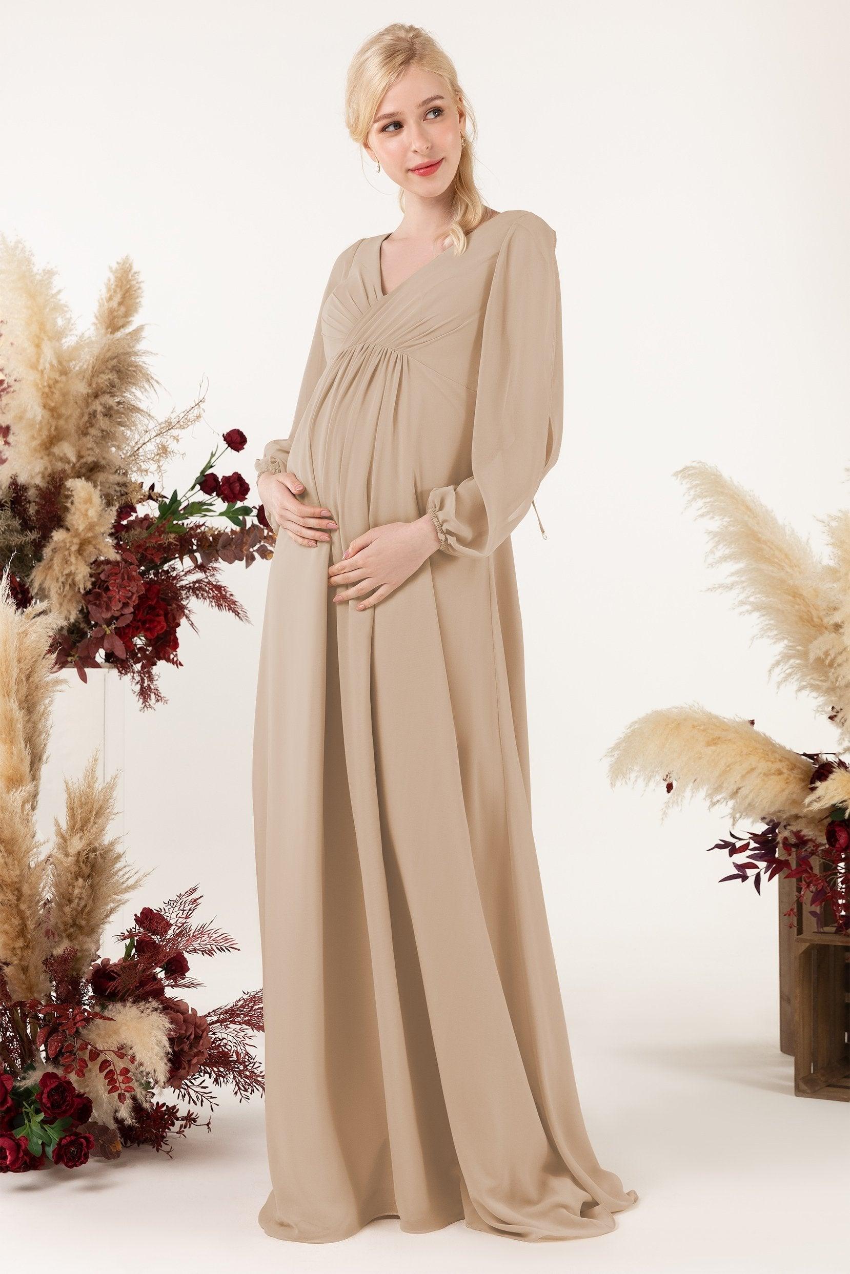 A-Line Sweep-Brush Train Chiffon Bridesmaid Dress CB0479M - COCOMELODY