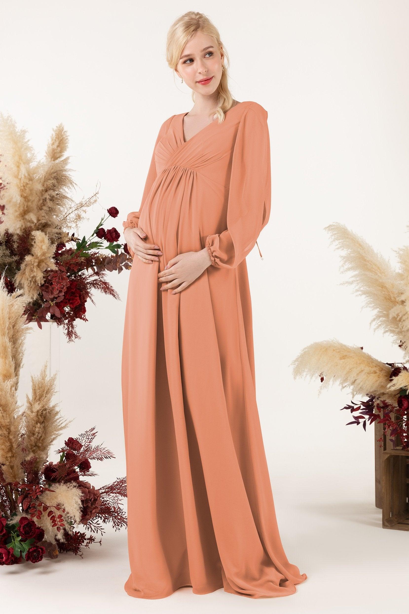 A-Line Sweep-Brush Train Chiffon Bridesmaid Dress CB0479M - COCOMELODY