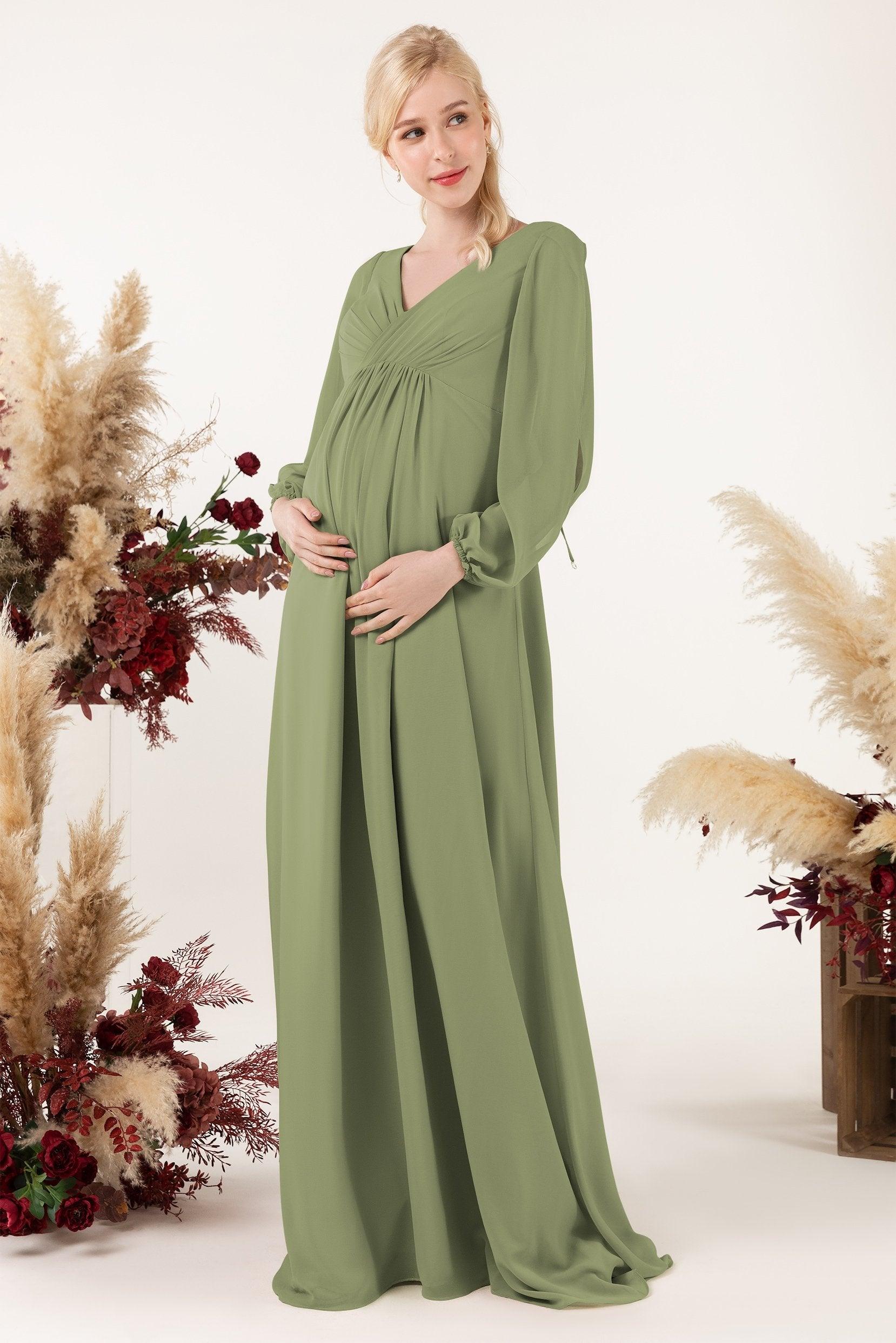 A-Line Sweep-Brush Train Chiffon Bridesmaid Dress CB0479M - COCOMELODY