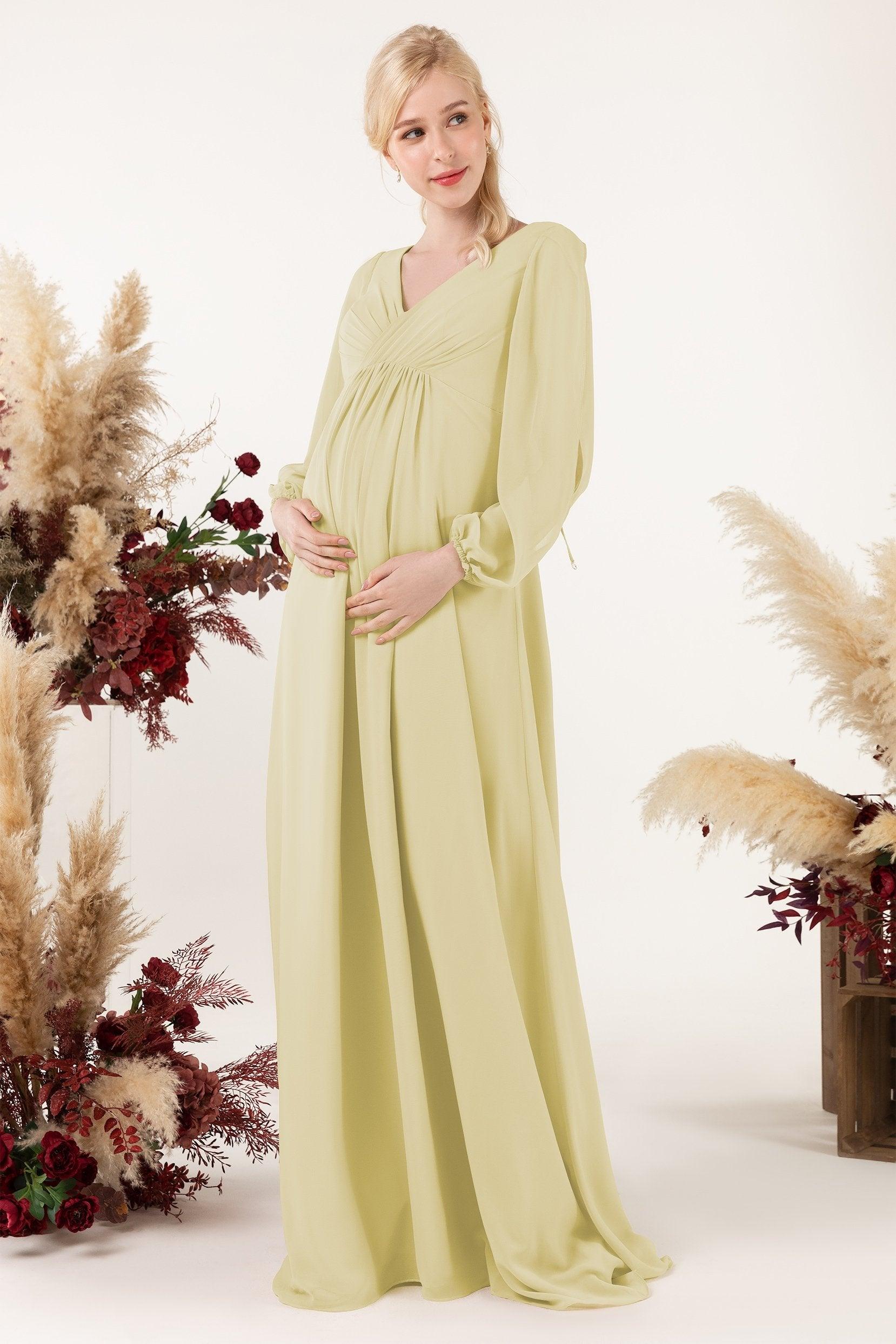 A-Line Sweep-Brush Train Chiffon Bridesmaid Dress CB0479M - COCOMELODY
