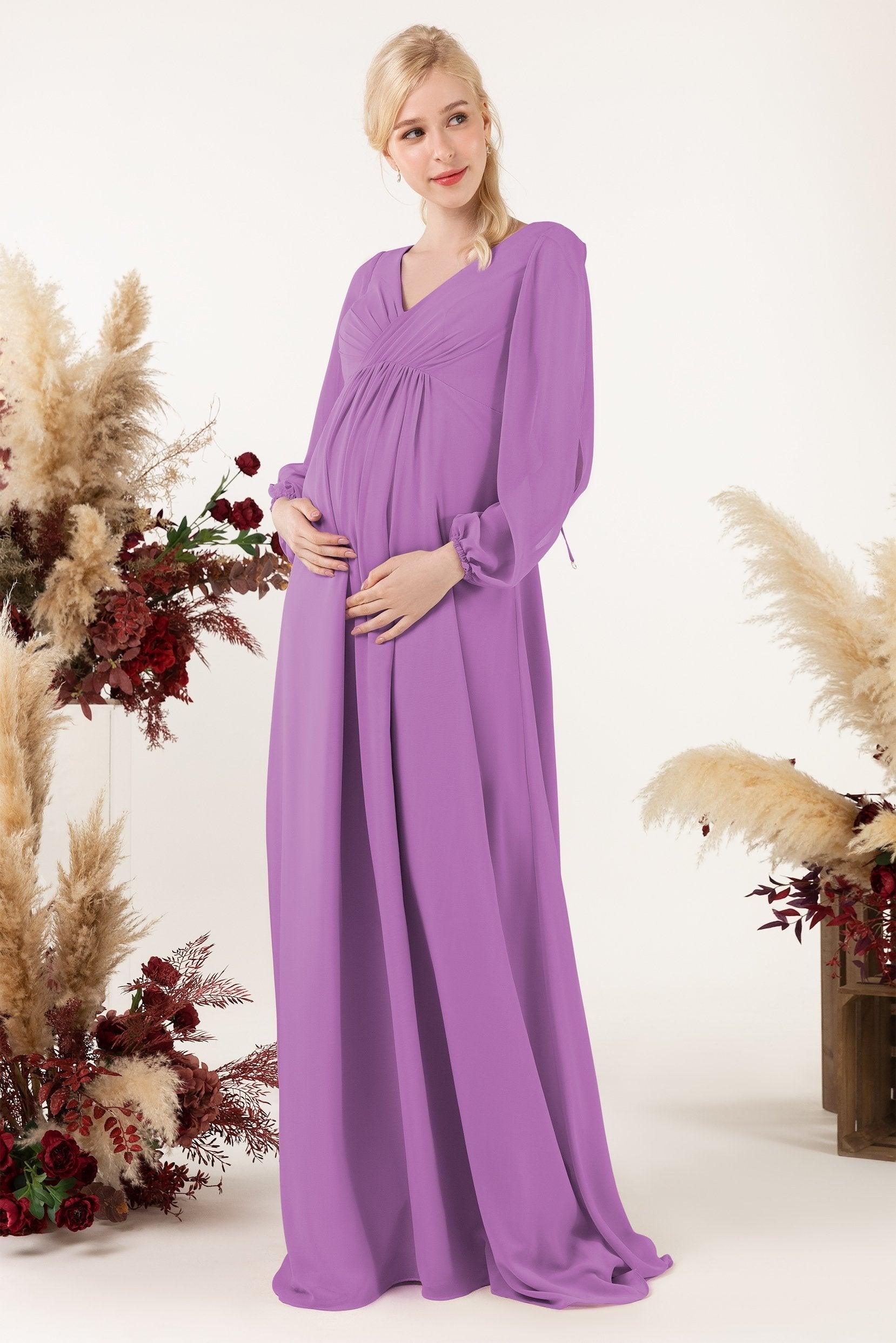 A-Line Sweep-Brush Train Chiffon Bridesmaid Dress CB0479M - COCOMELODY