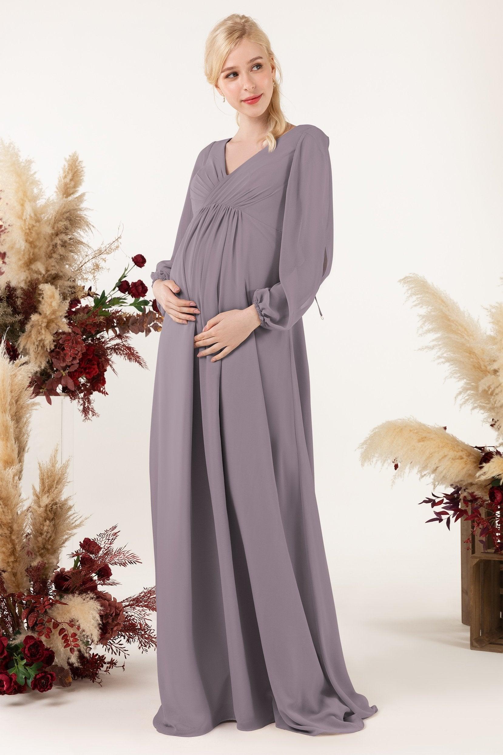 A-Line Sweep-Brush Train Chiffon Bridesmaid Dress CB0479M - COCOMELODY