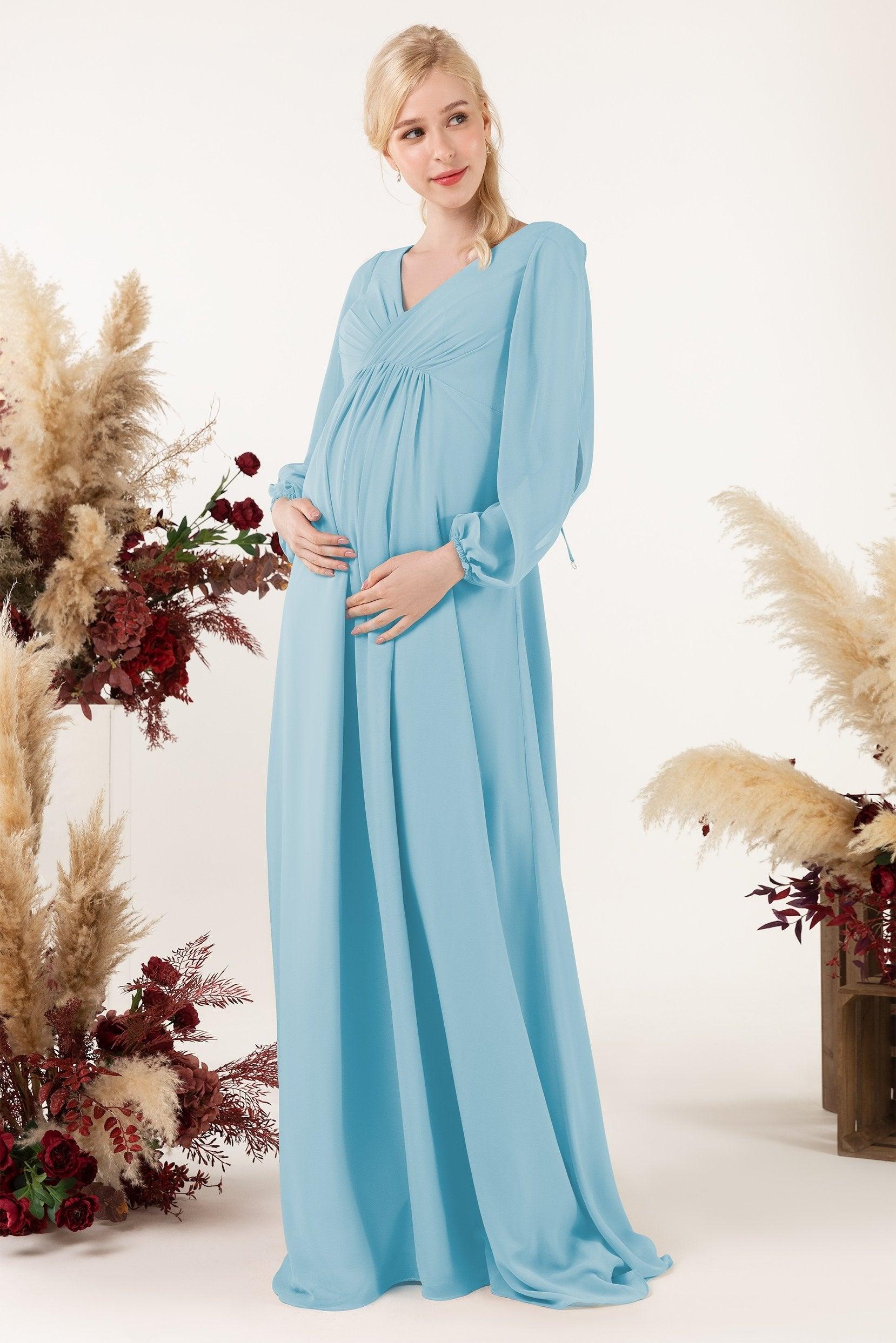 A-Line Sweep-Brush Train Chiffon Bridesmaid Dress CB0479M - COCOMELODY