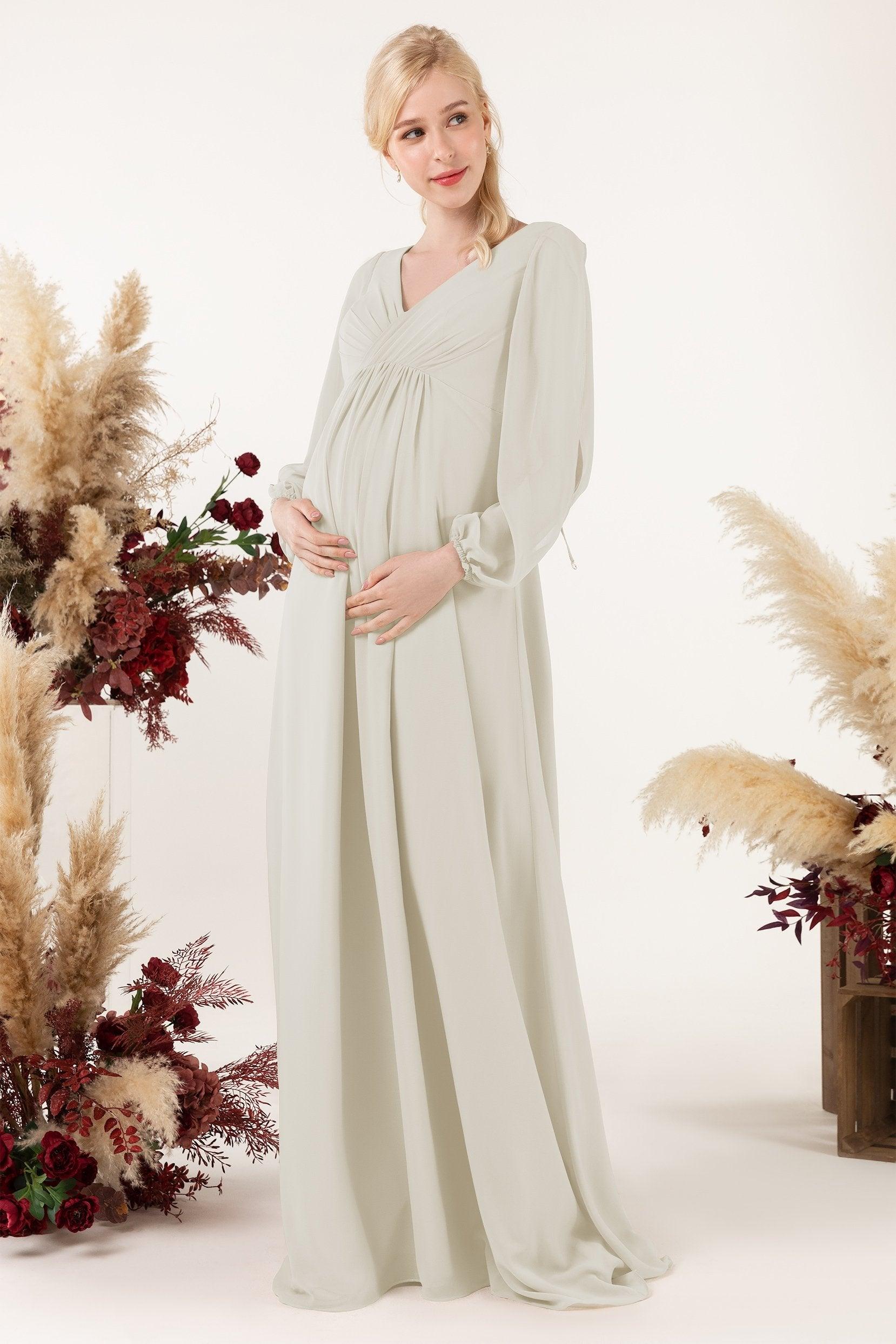 A-Line Sweep-Brush Train Chiffon Bridesmaid Dress CB0479M - COCOMELODY