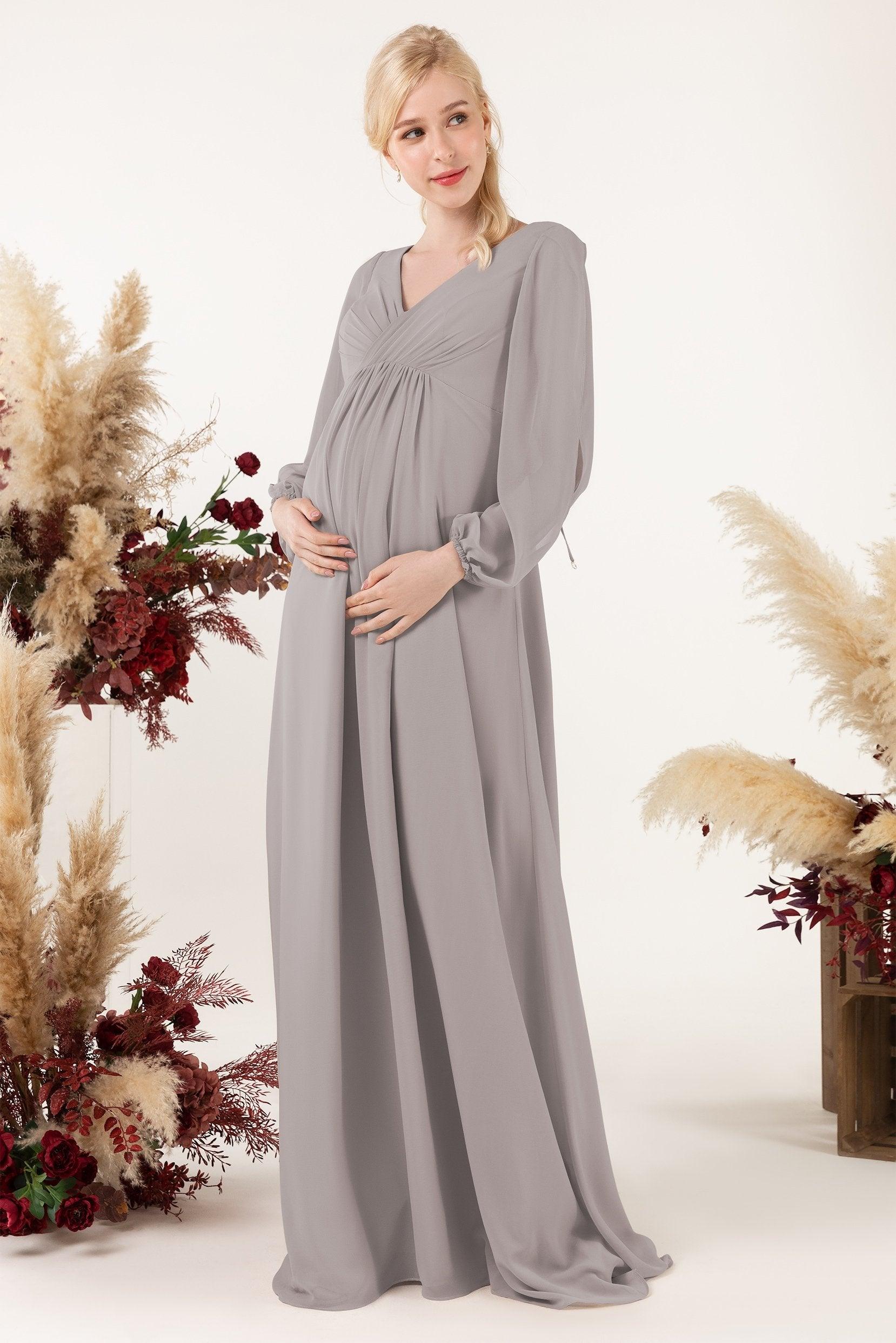 A-Line Sweep-Brush Train Chiffon Bridesmaid Dress CB0479M - COCOMELODY