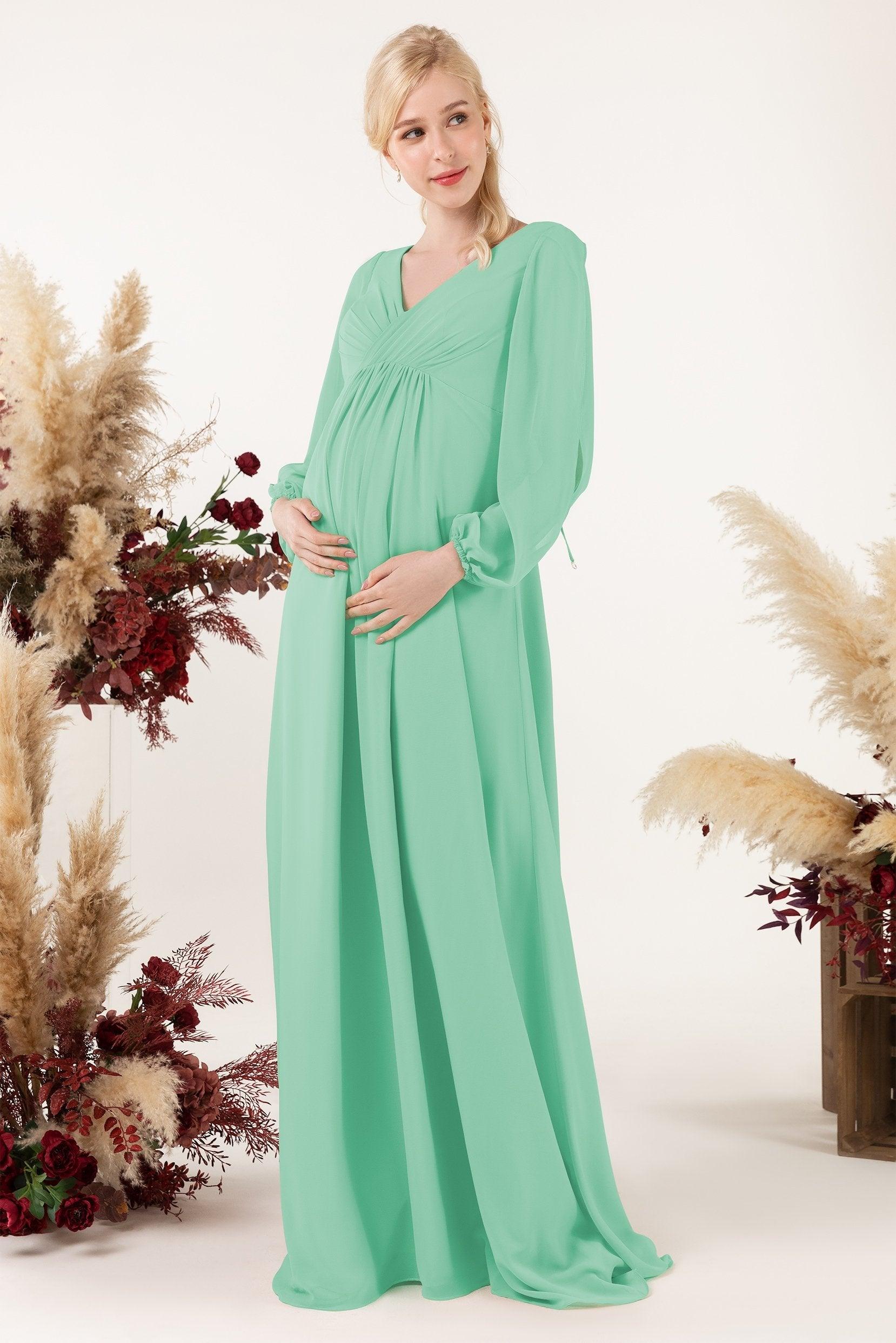 A-Line Sweep-Brush Train Chiffon Bridesmaid Dress CB0479M - COCOMELODY