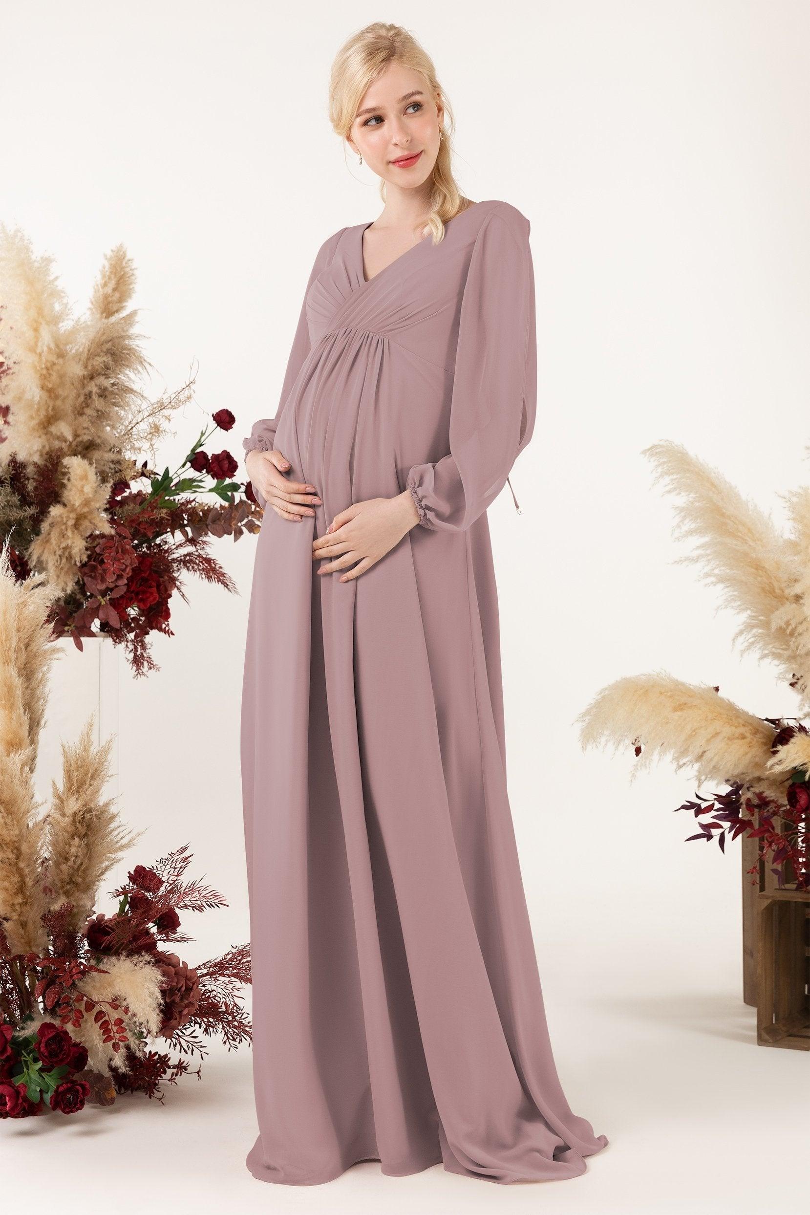 A-Line Sweep-Brush Train Chiffon Bridesmaid Dress CB0479M - COCOMELODY