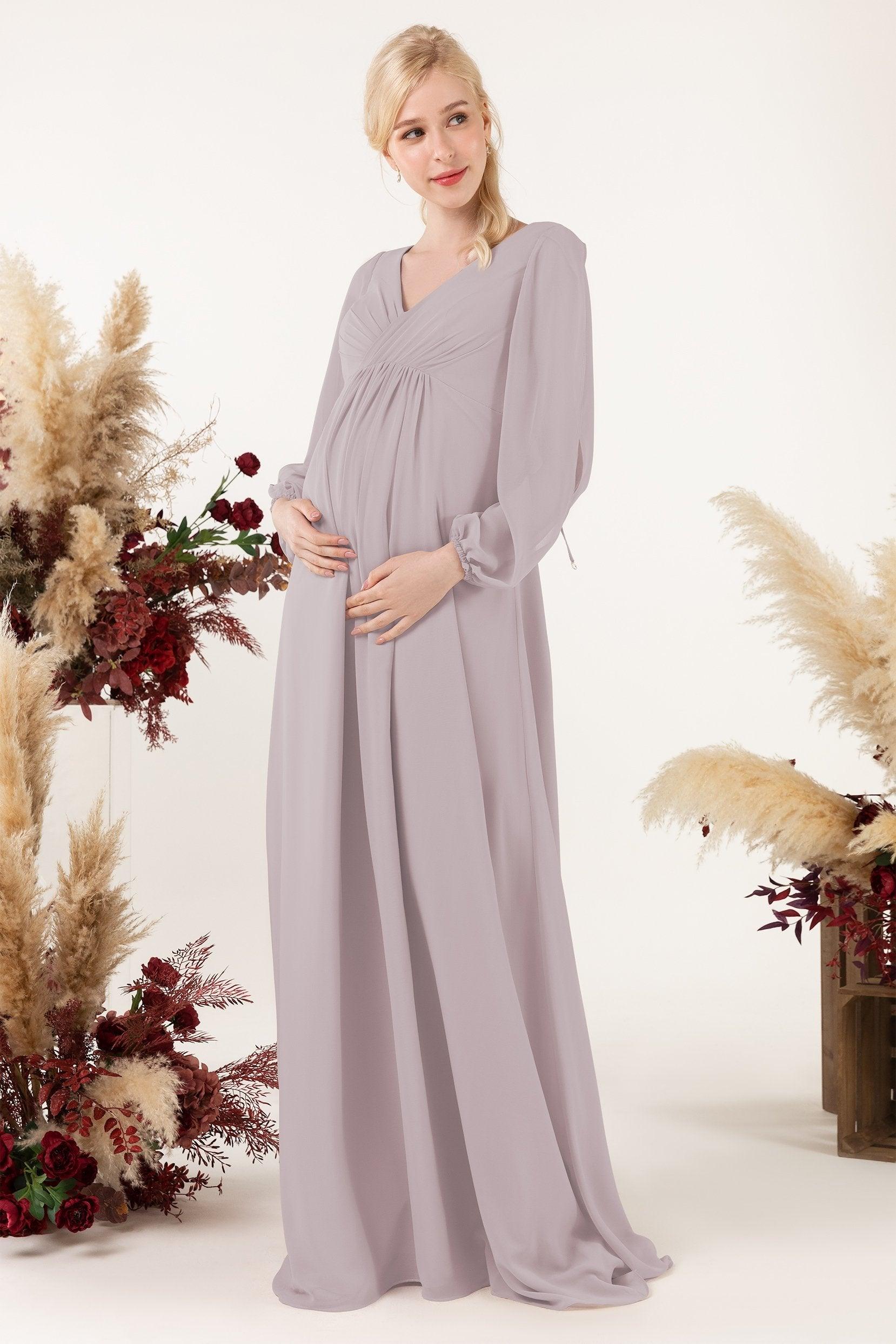 A-Line Sweep-Brush Train Chiffon Bridesmaid Dress CB0479M - COCOMELODY