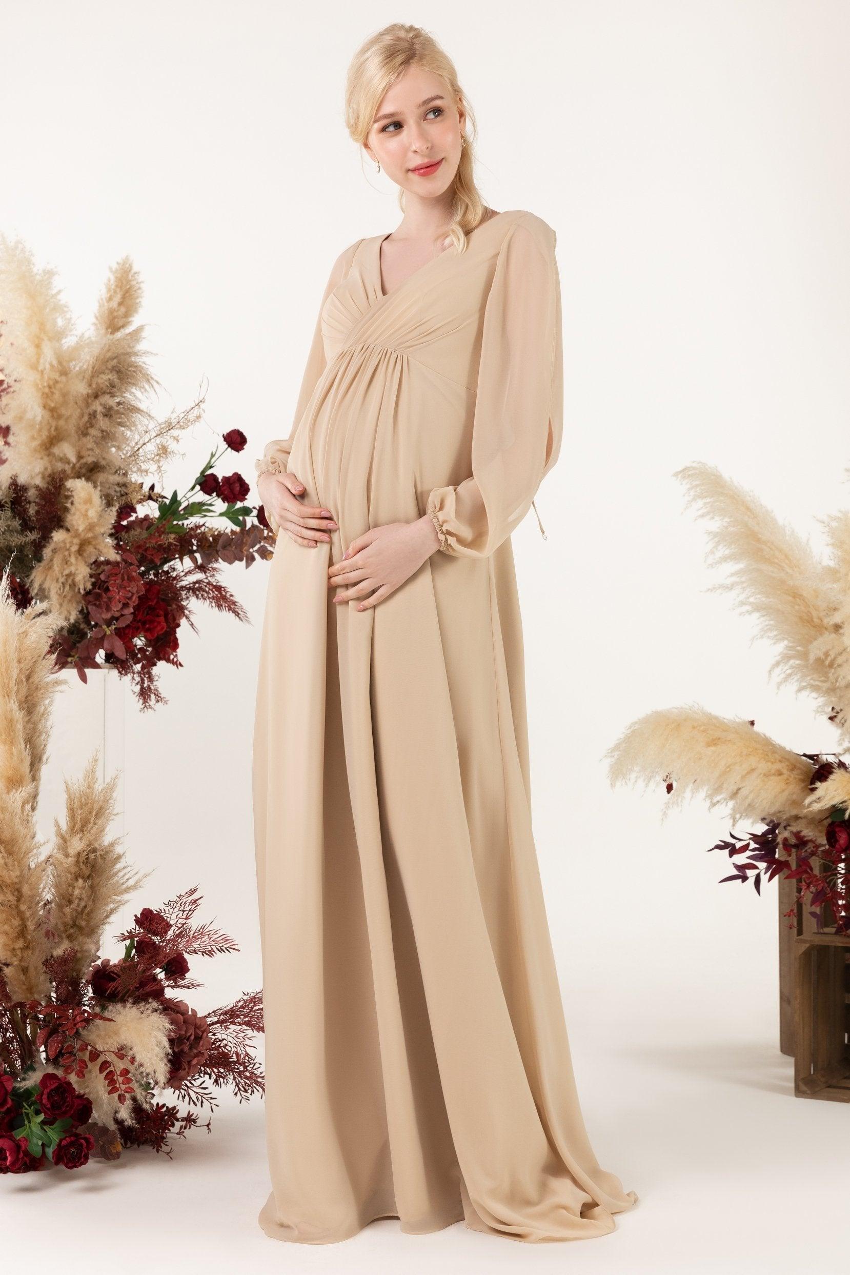 A-Line Sweep-Brush Train Chiffon Bridesmaid Dress CB0479M - COCOMELODY