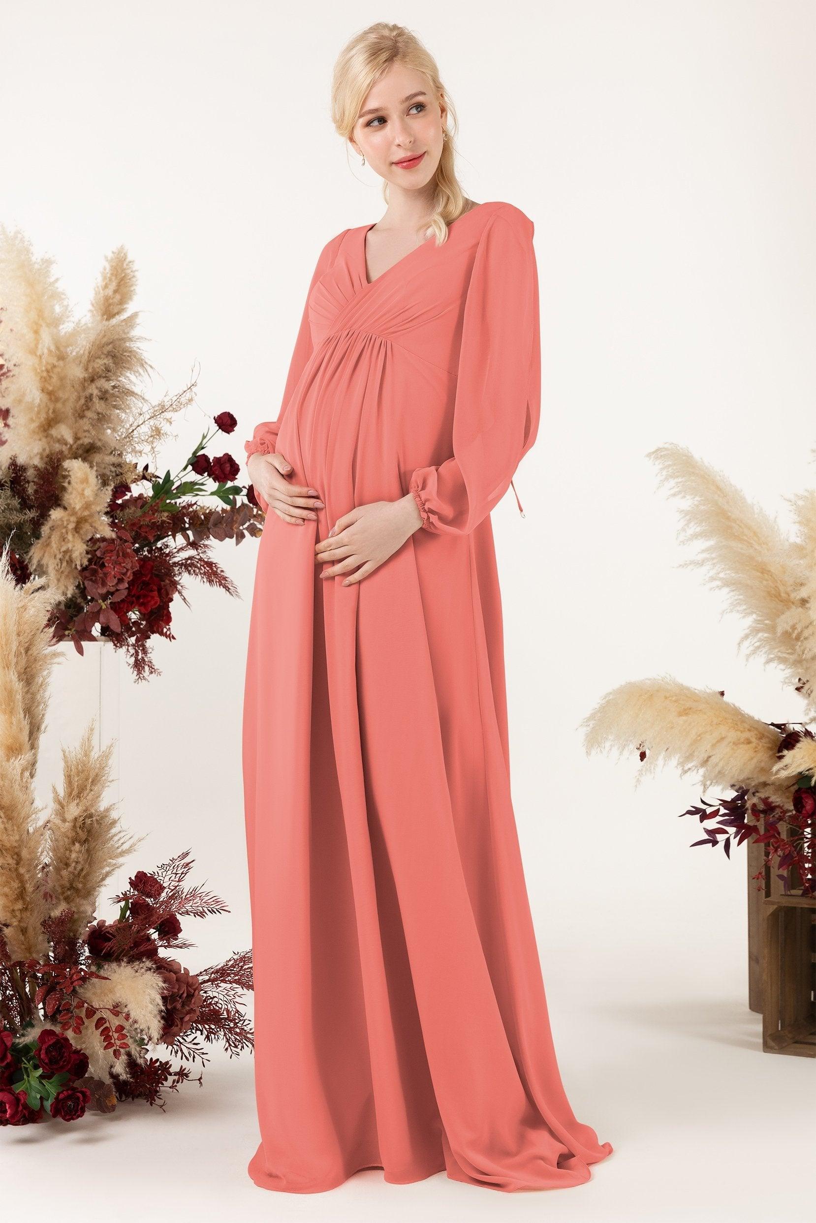 A-Line Sweep-Brush Train Chiffon Bridesmaid Dress CB0479M - COCOMELODY