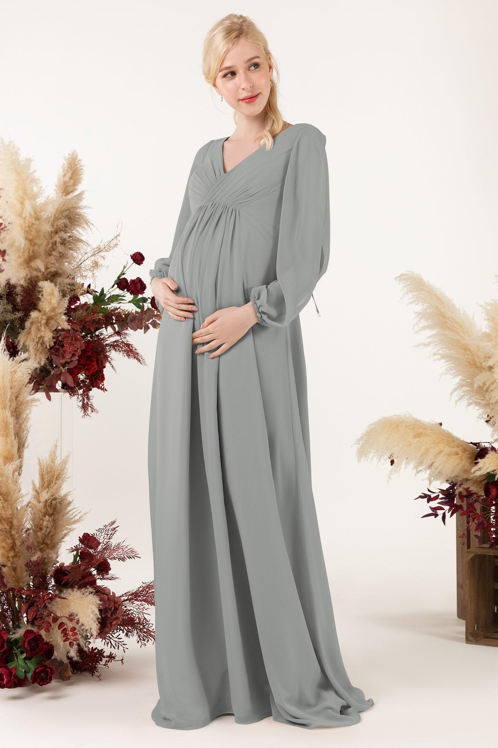 A-Line Sweep-Brush Train Chiffon Bridesmaid Dress CB0479M - COCOMELODY