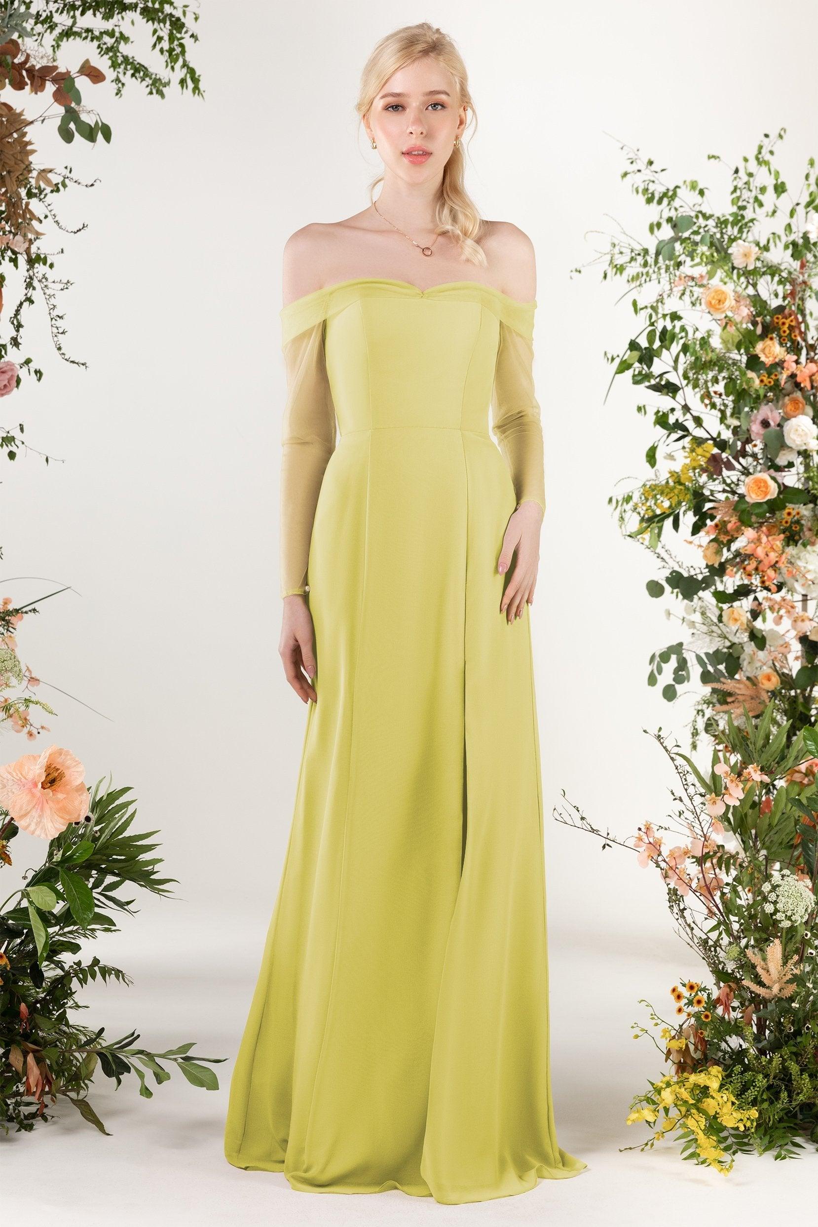 Trumpet Sweep-Brush Train Chiffon Bridesmaid Dress CB0480 - COCOMELODY