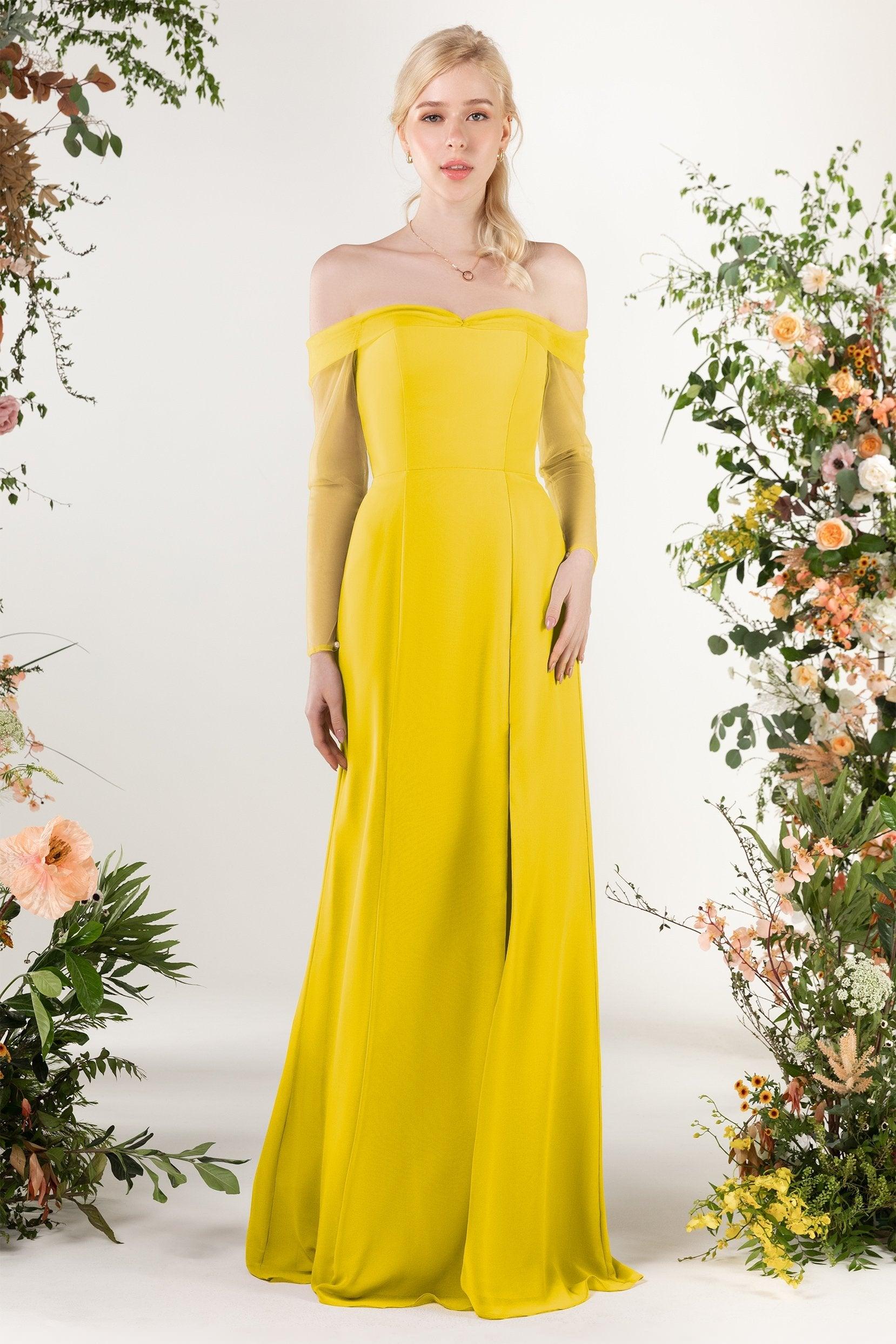 Trumpet Sweep-Brush Train Chiffon Bridesmaid Dress CB0480 - COCOMELODY