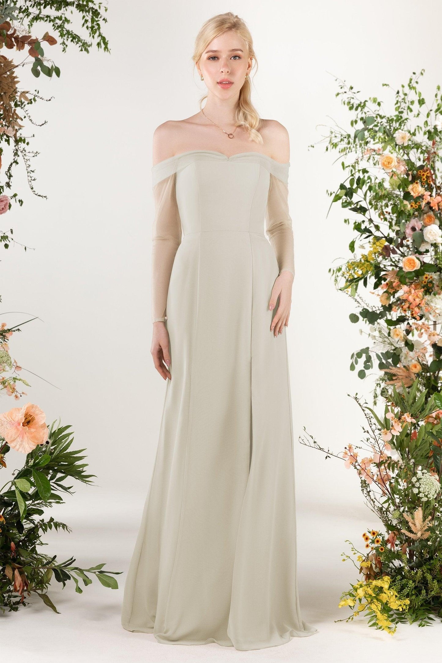 Trumpet Sweep-Brush Train Chiffon Bridesmaid Dress CB0480 - COCOMELODY