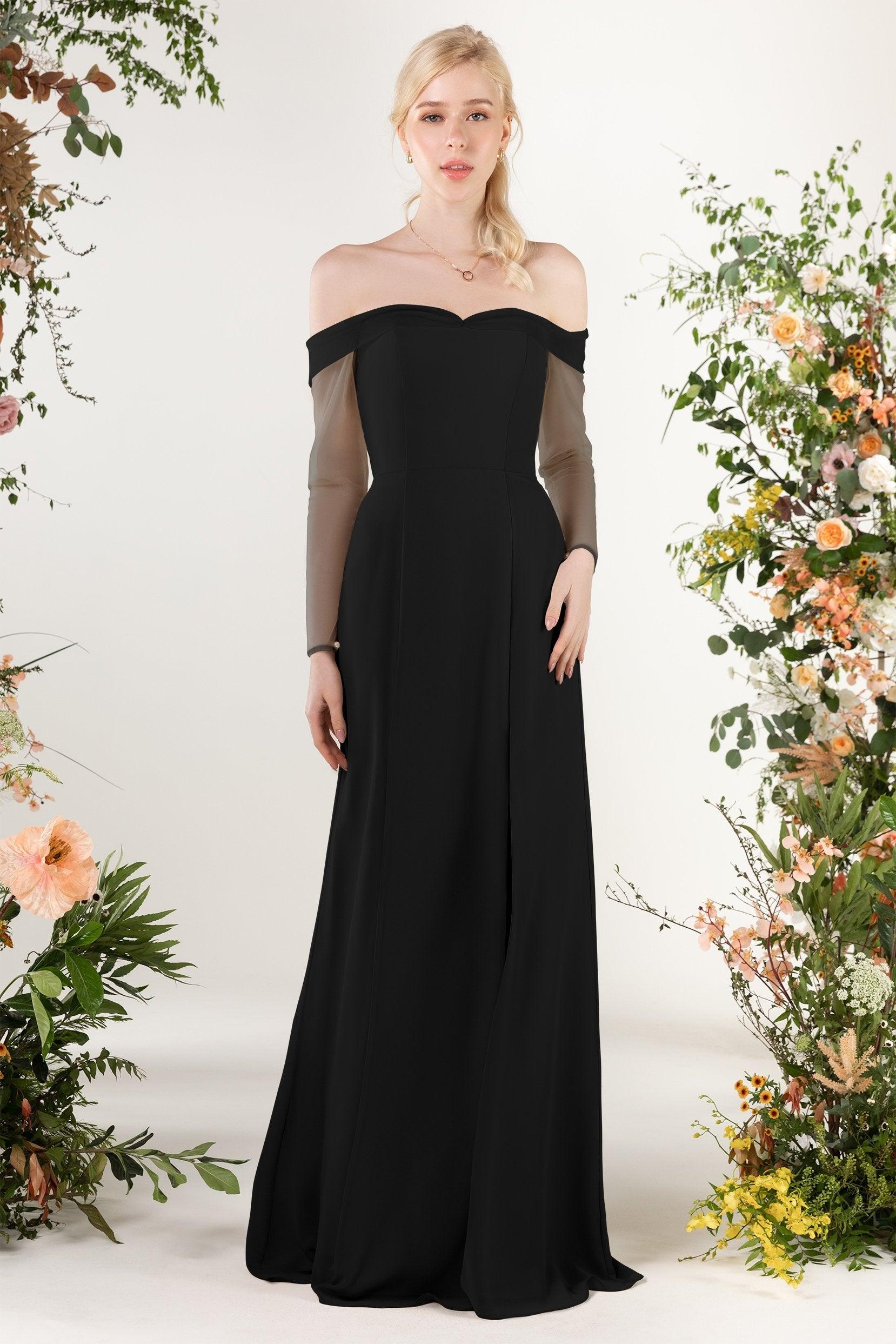 Trumpet Sweep-Brush Train Chiffon Bridesmaid Dress CB0480 - COCOMELODY