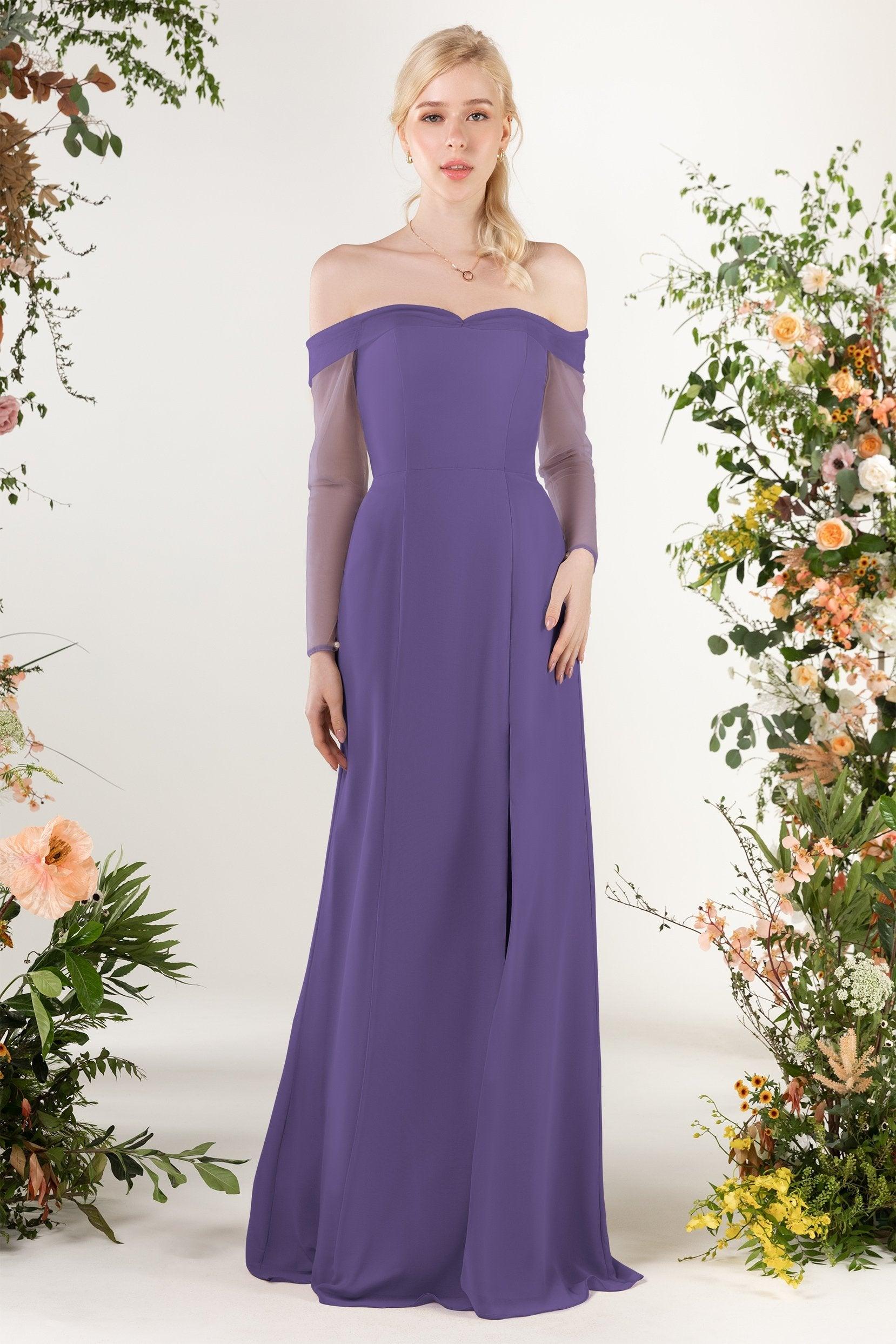 Trumpet Sweep-Brush Train Chiffon Bridesmaid Dress CB0480 - COCOMELODY